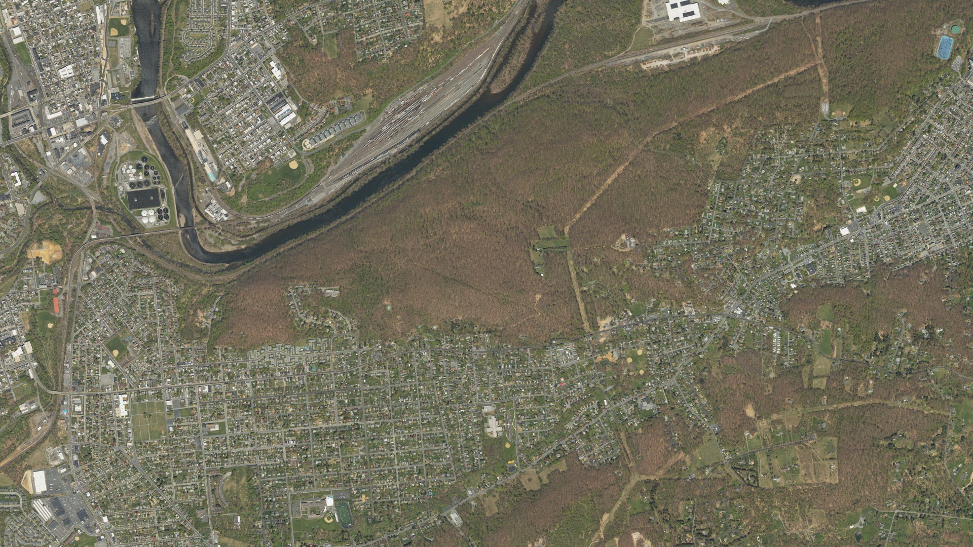 Aerial view of land around Salisbury, Pennsylvania