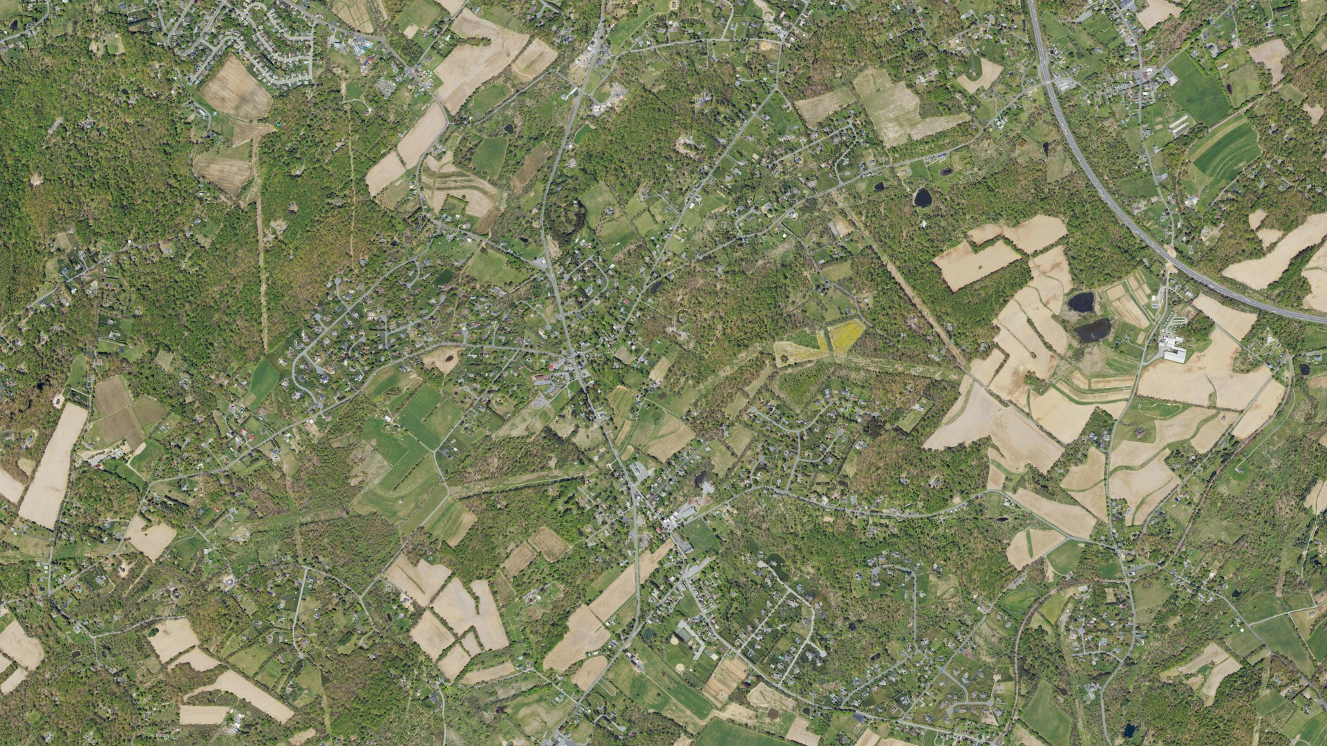 Aerial view of land around Upper Milford, Pennsylvania