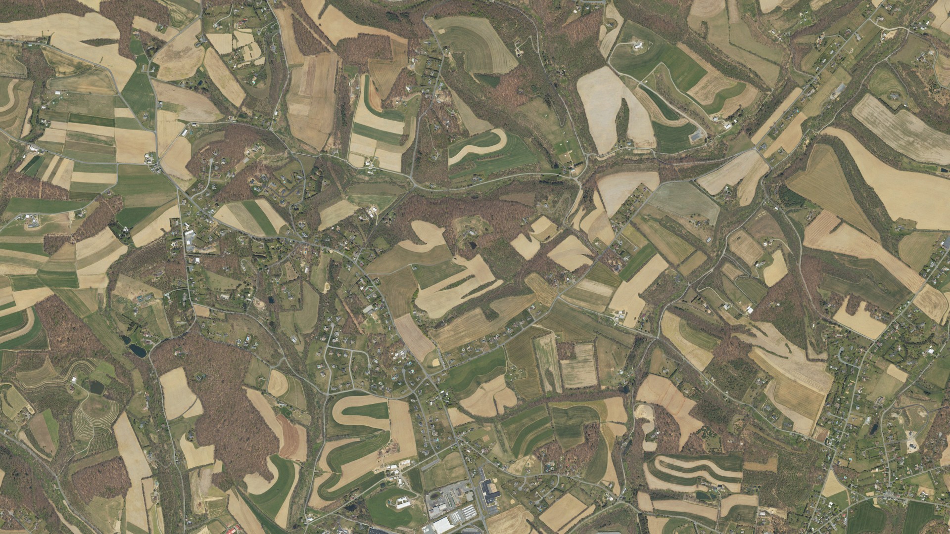 Aerial view of land around Weisenberg, Pennsylvania