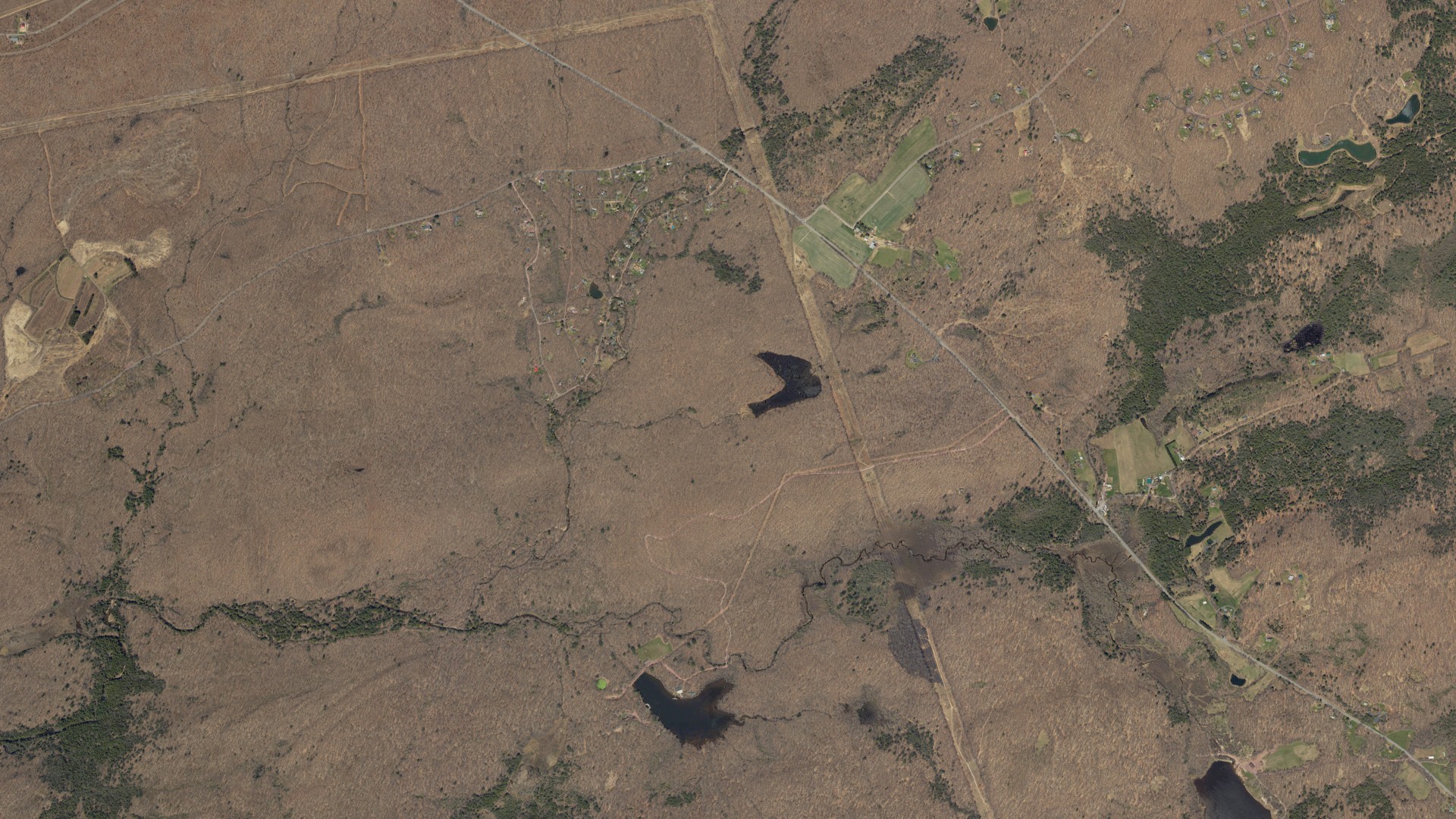 Aerial view of land around Dennison, Pennsylvania