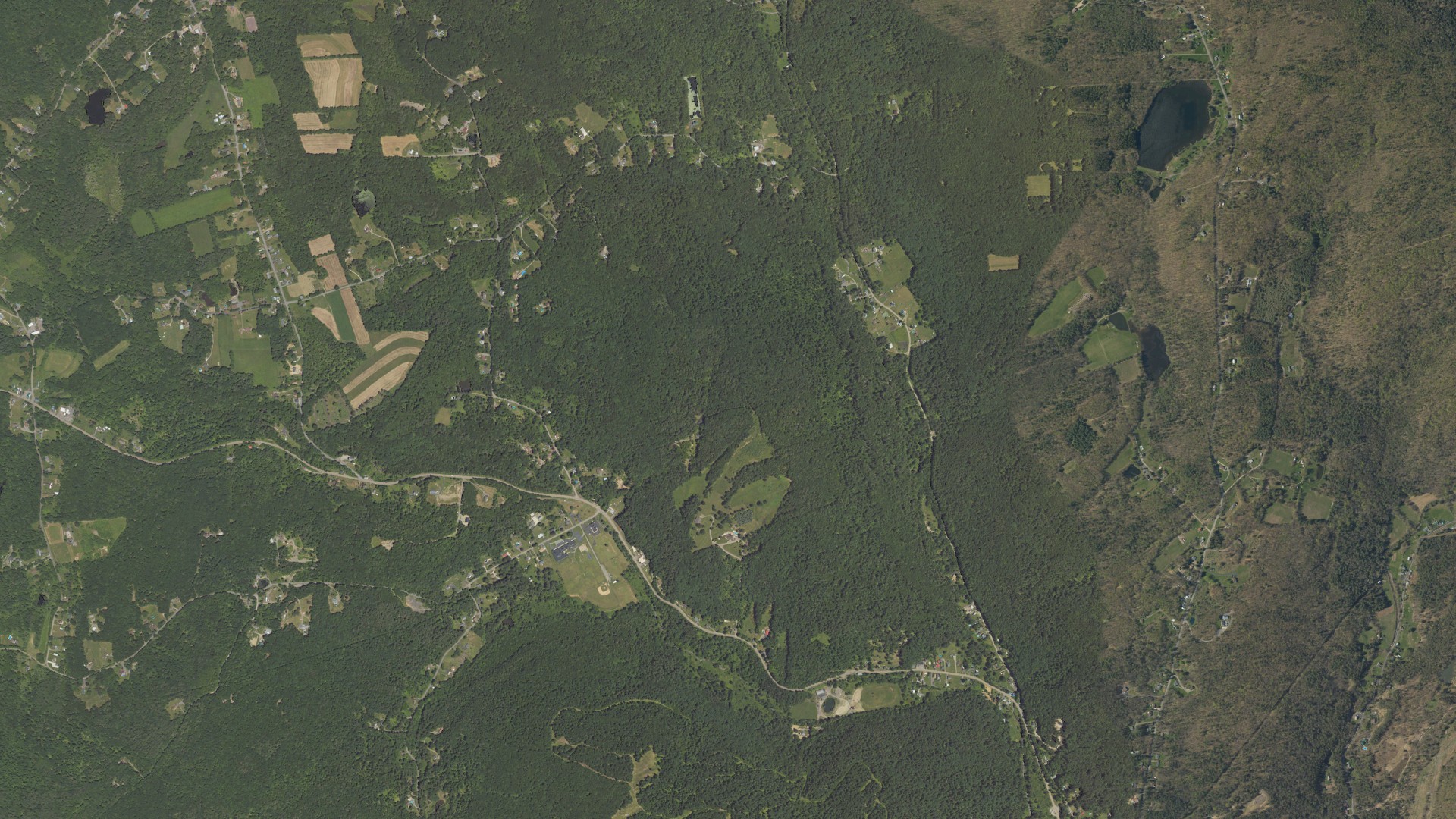 Aerial view of land around Hunlock, Pennsylvania