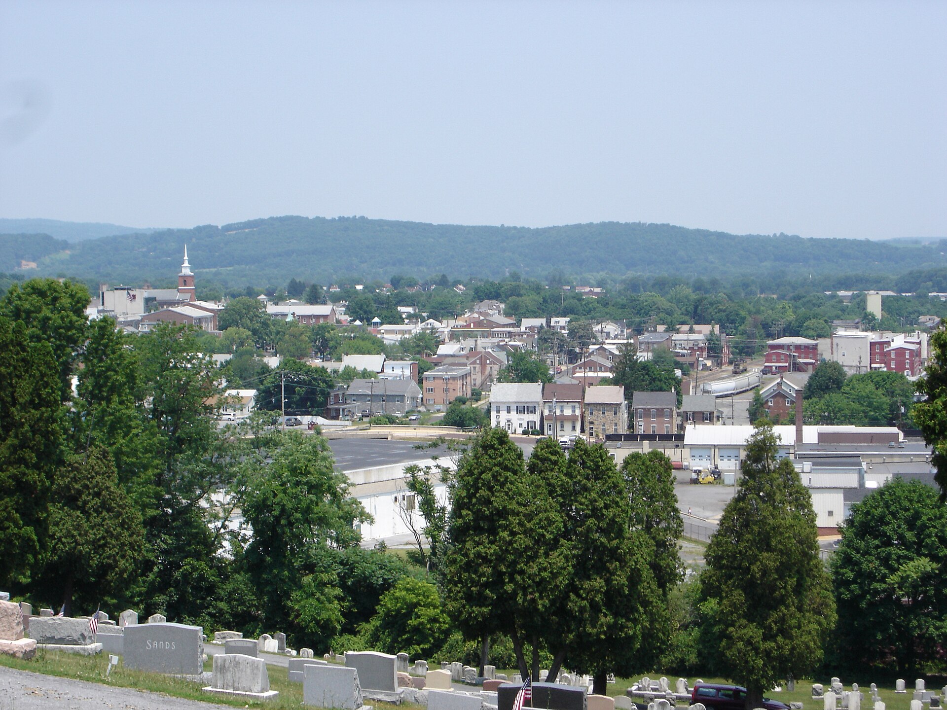 Downtown Boyertown, PA viewed from Cannon Hill — Pennsylvania