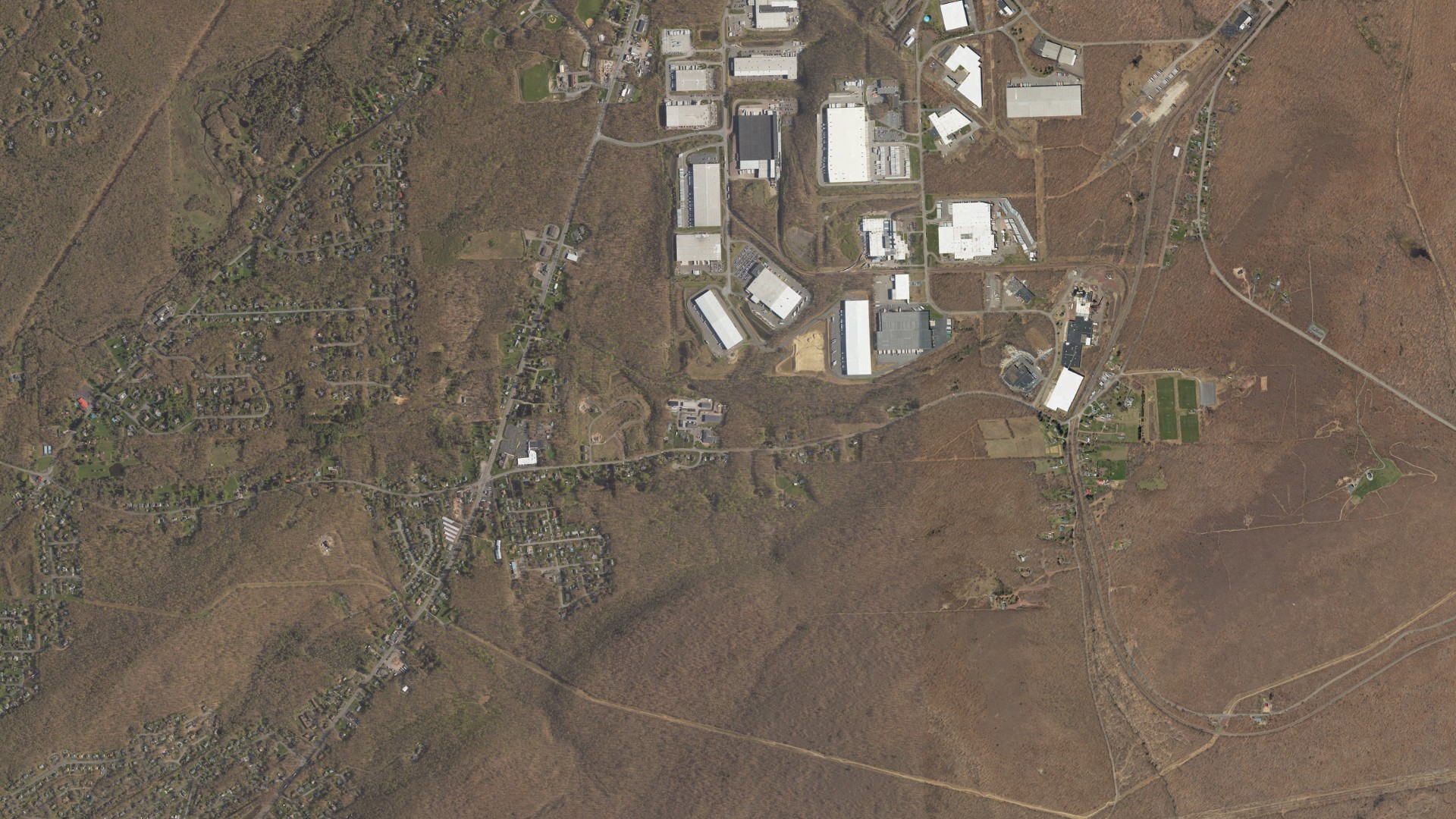 Aerial view of land around Wright, Pennsylvania