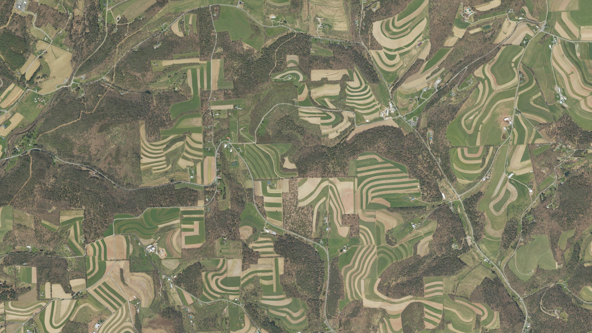 Aerial view of land around Anthony, Pennsylvania