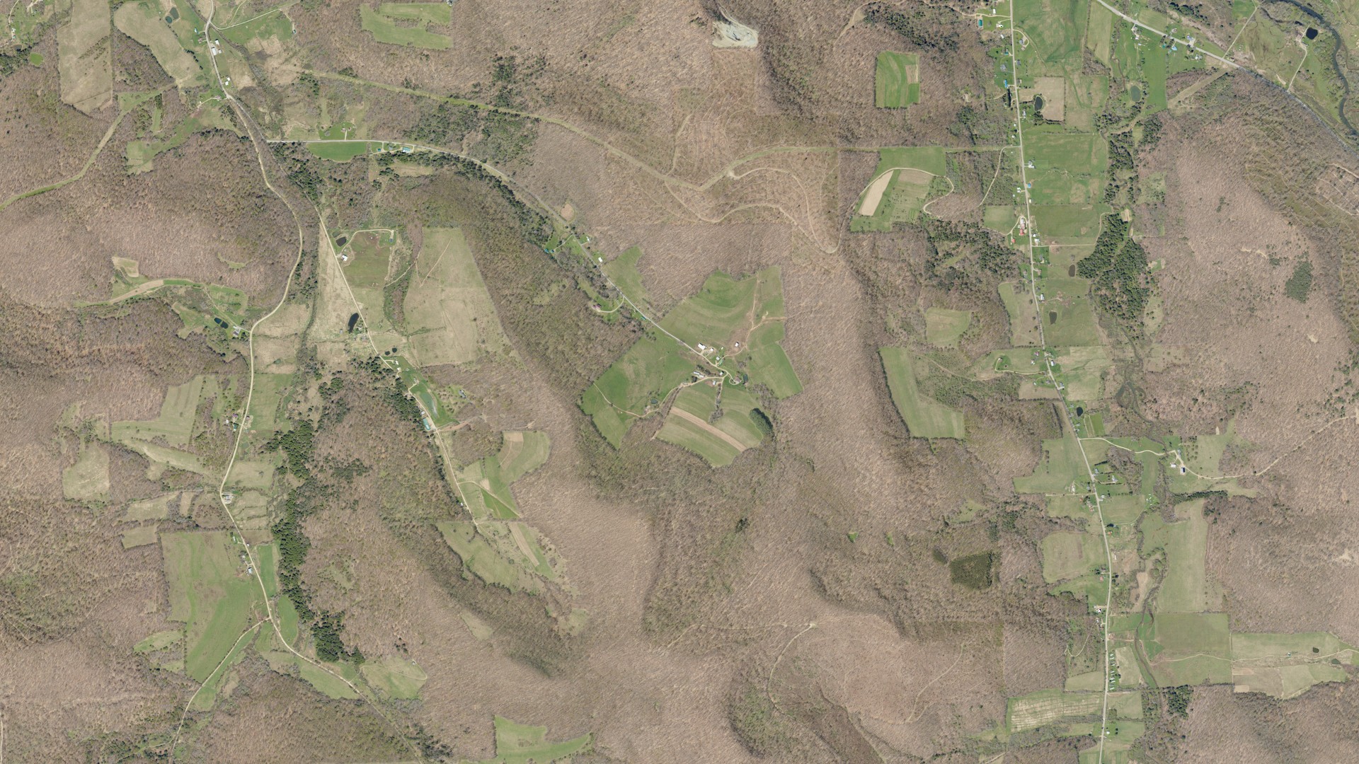 Aerial view of land around Ceres, Pennsylvania