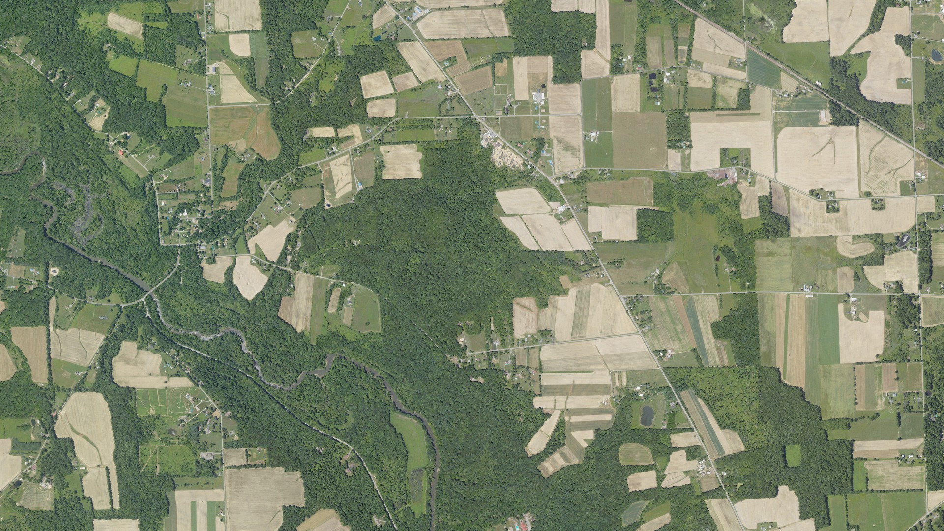 Aerial view of land around Delaware, Pennsylvania