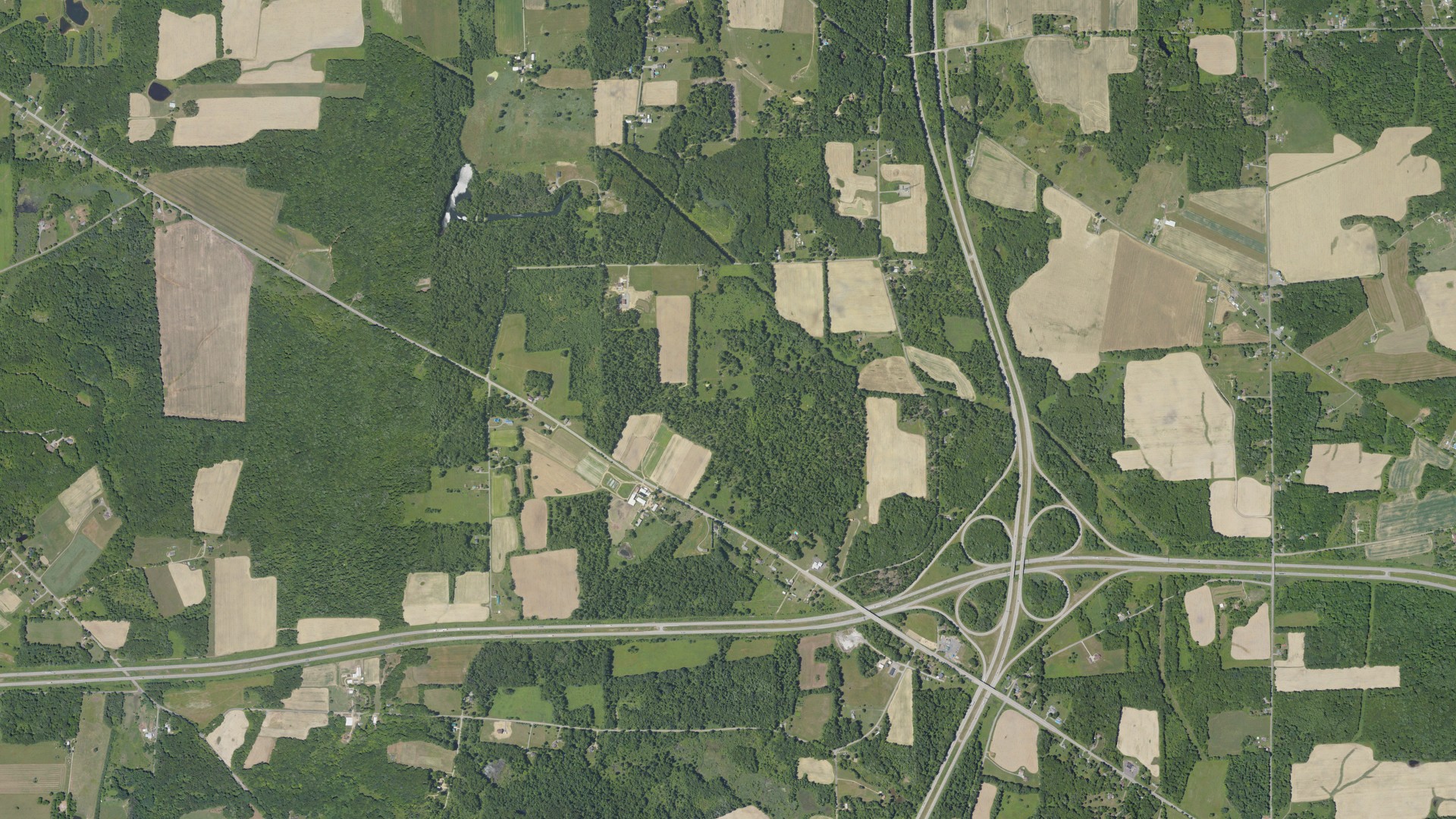 Aerial view of land around Findley, Pennsylvania