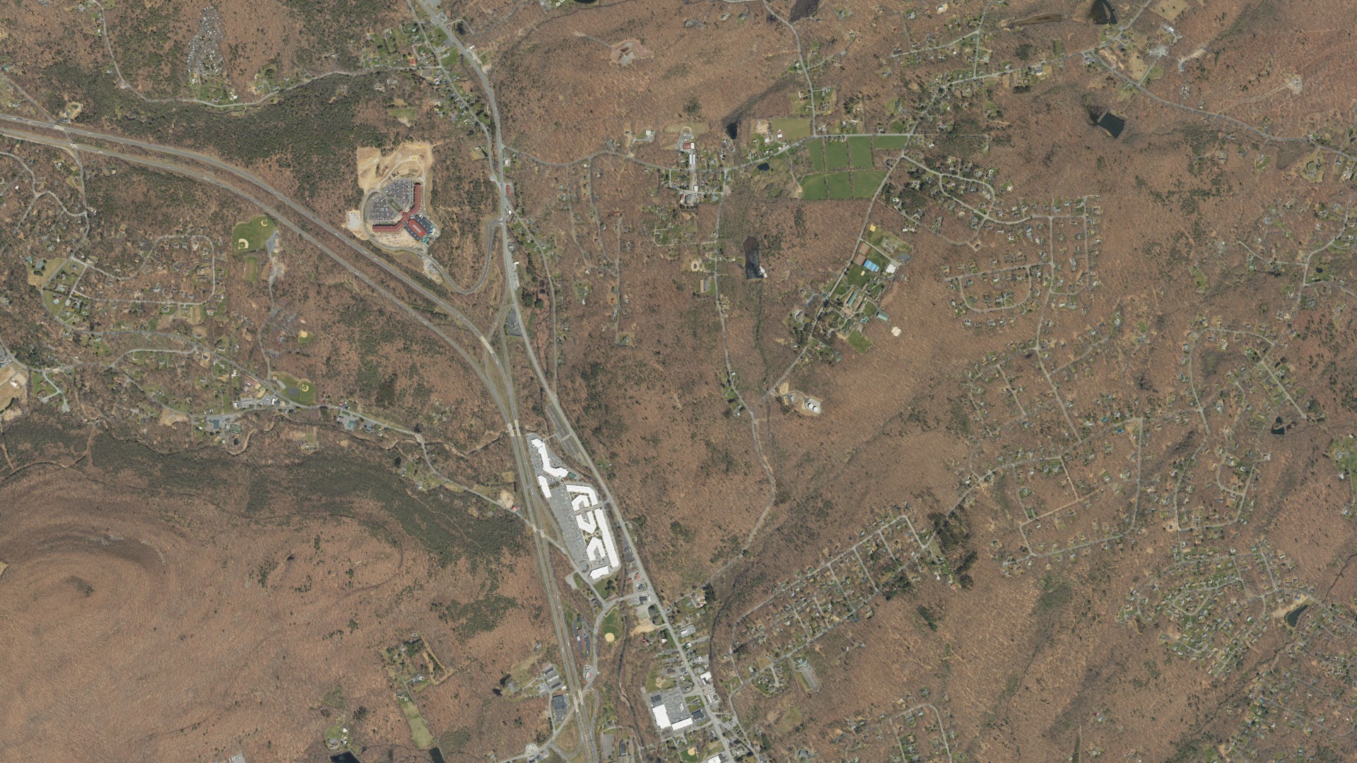 Aerial view of land around Pocono, Pennsylvania