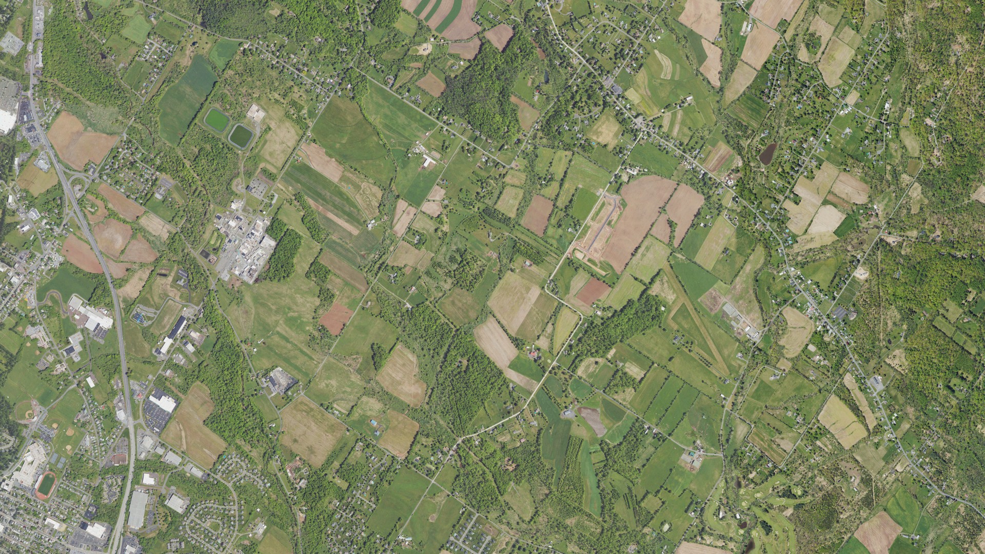 Aerial view of land around Douglass, Pennsylvania