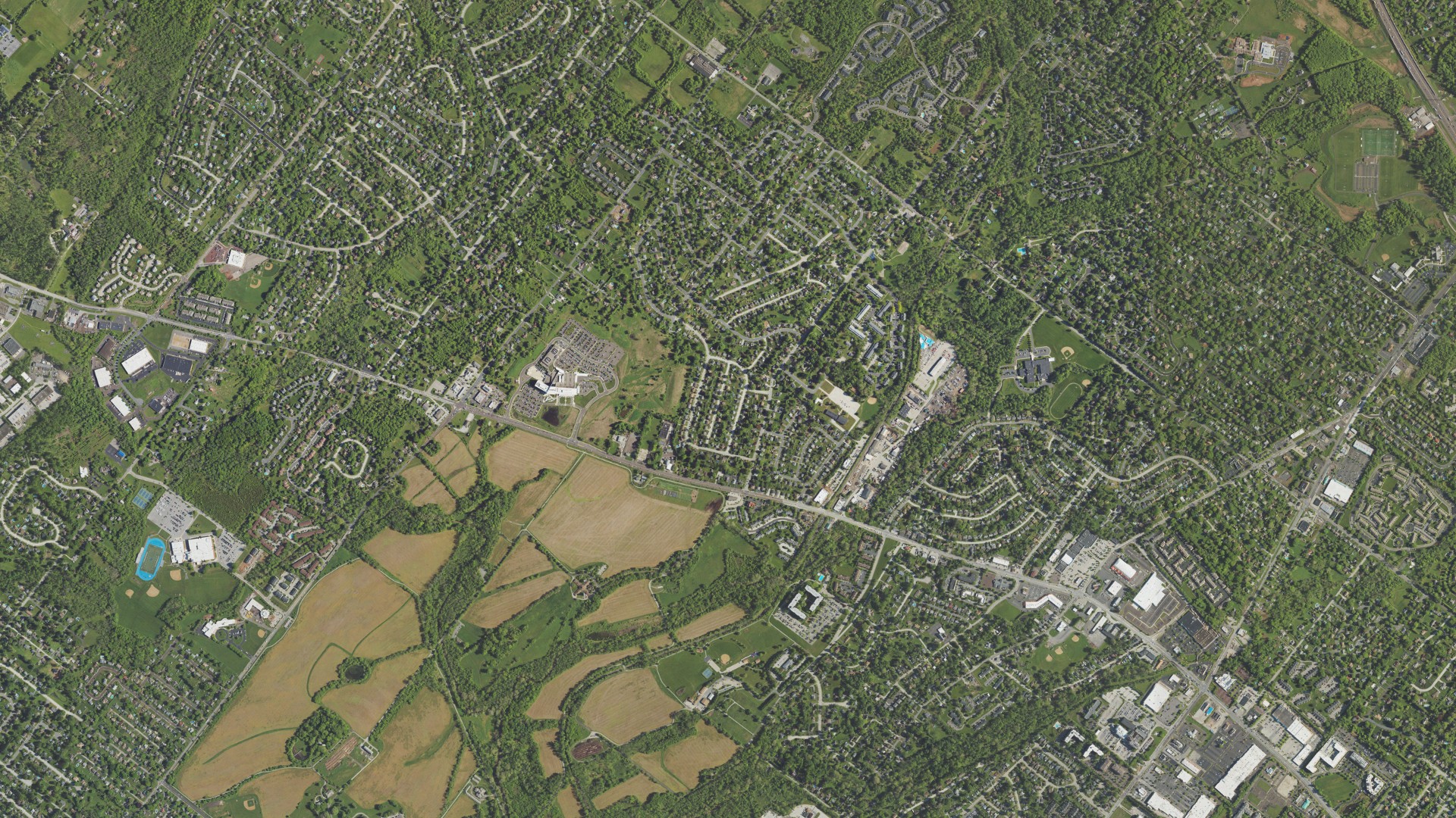 Natural-color aerial photograph of land around East Norriton, Pennsylvania