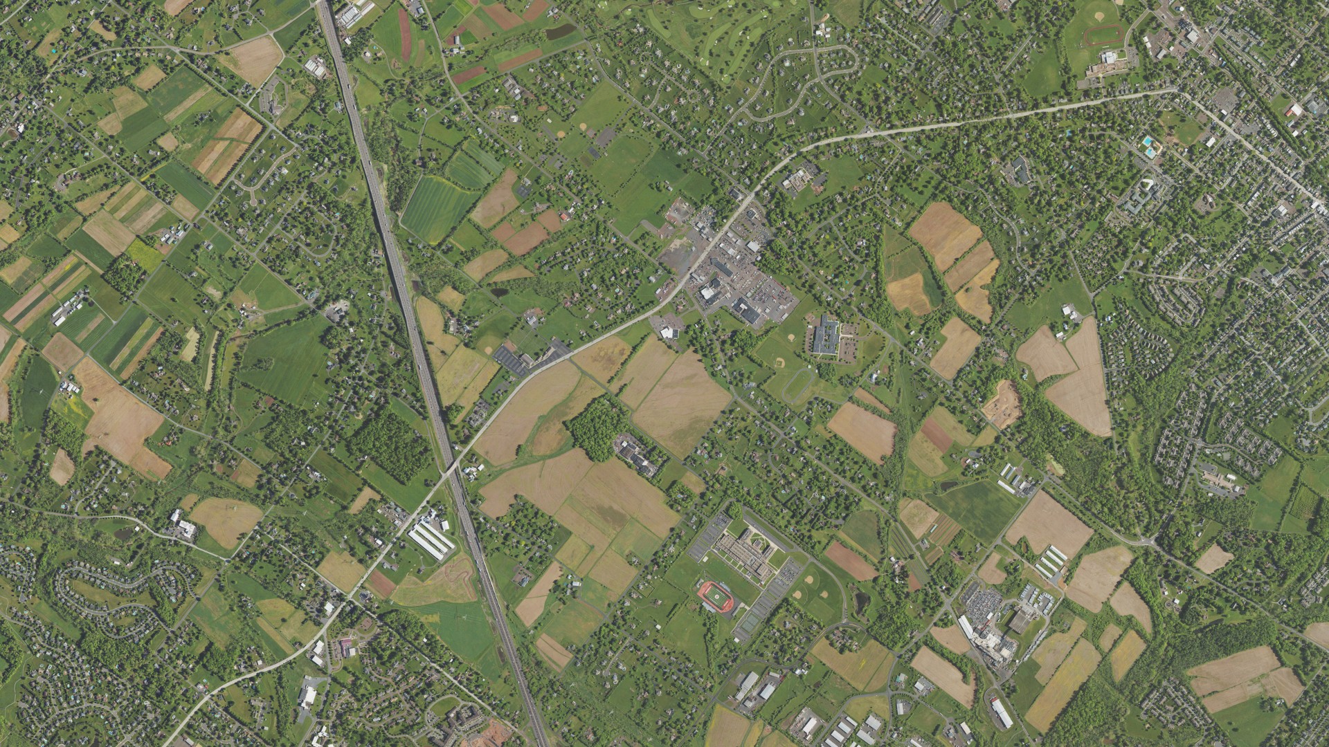 Aerial view of land around Franconia, Pennsylvania