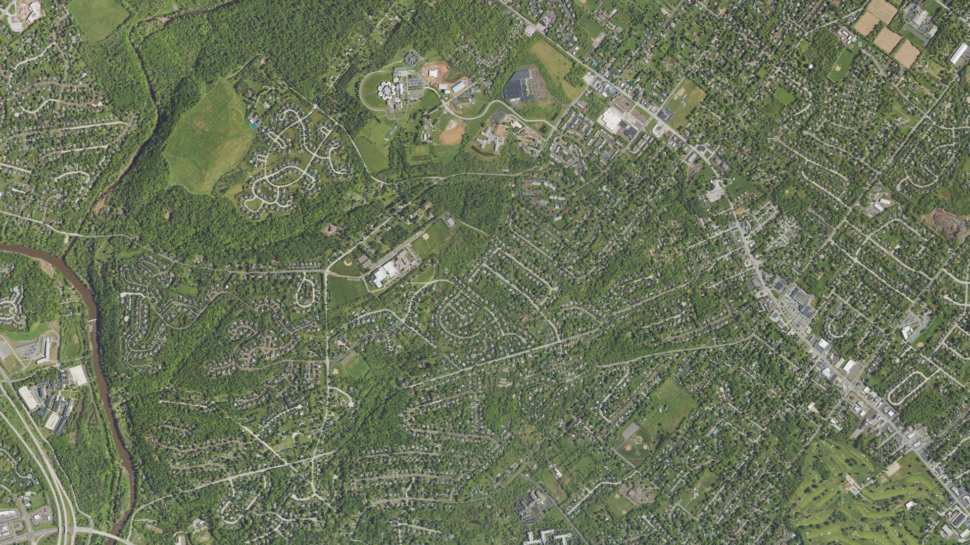 Aerial view of land around Lower Providence, Pennsylvania