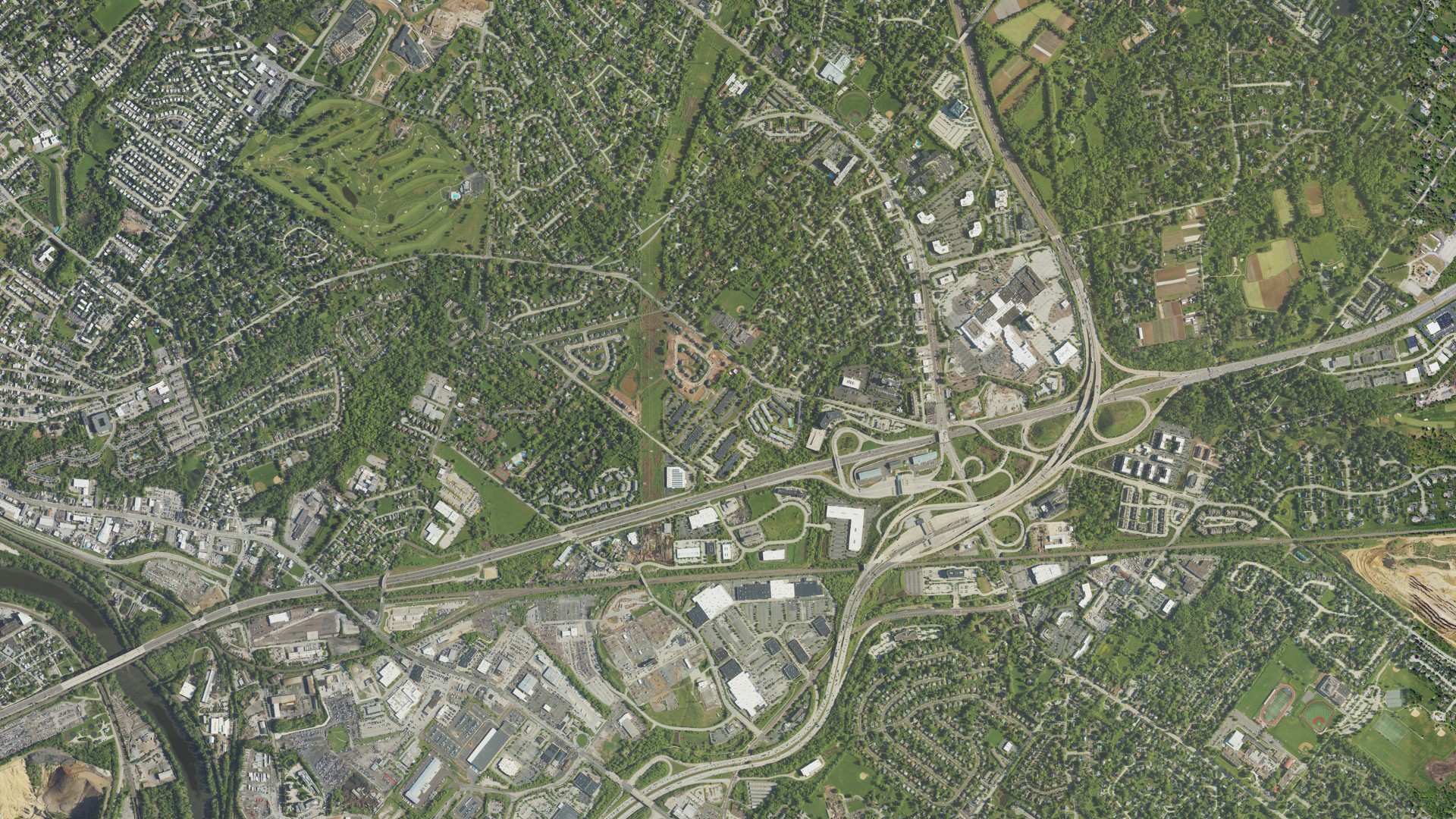 Aerial view of land around Plymouth, Pennsylvania