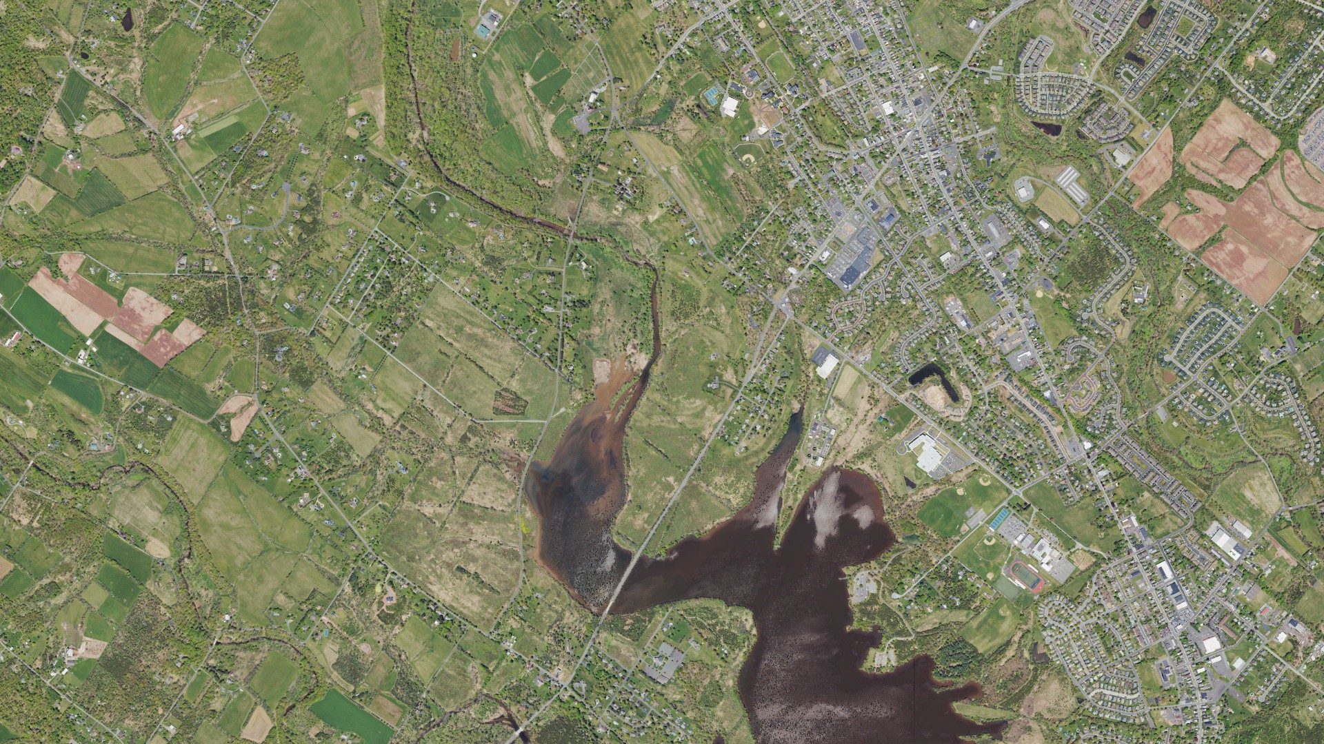 Aerial view of land around Upper Hanover, Pennsylvania