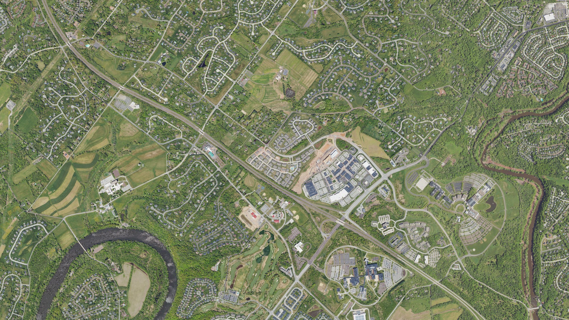 Aerial view of land around Upper Providence, Pennsylvania