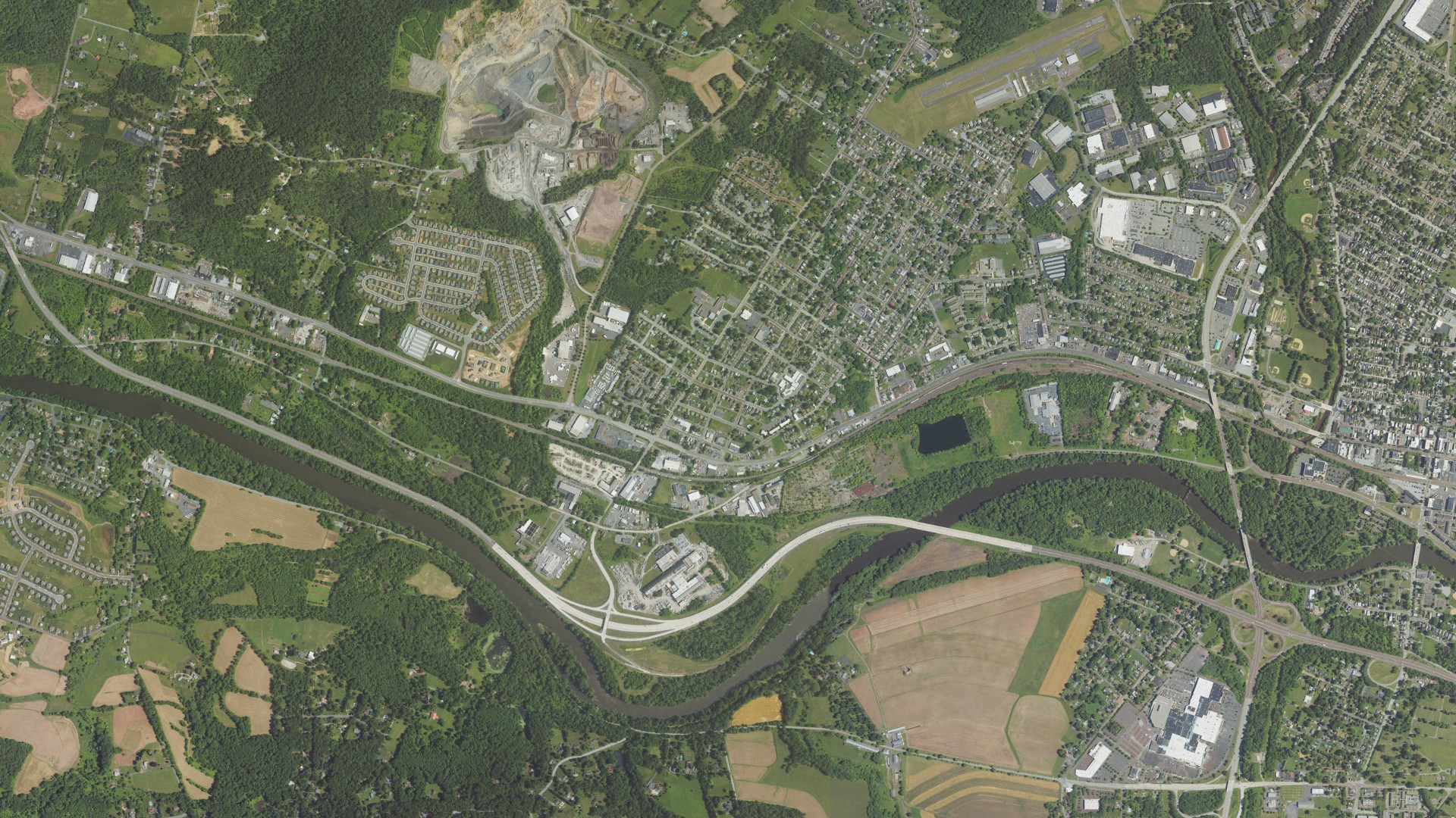 Aerial view of land around West Pottsgrove, Pennsylvania