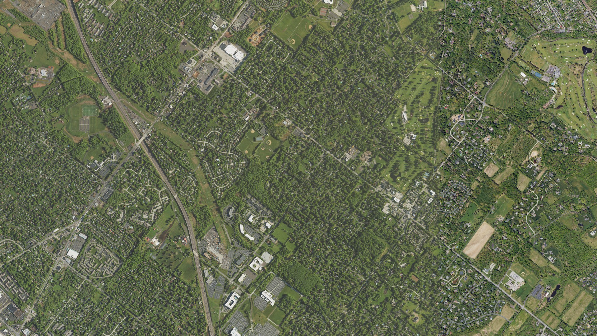Aerial view of land around Whitpain, Pennsylvania