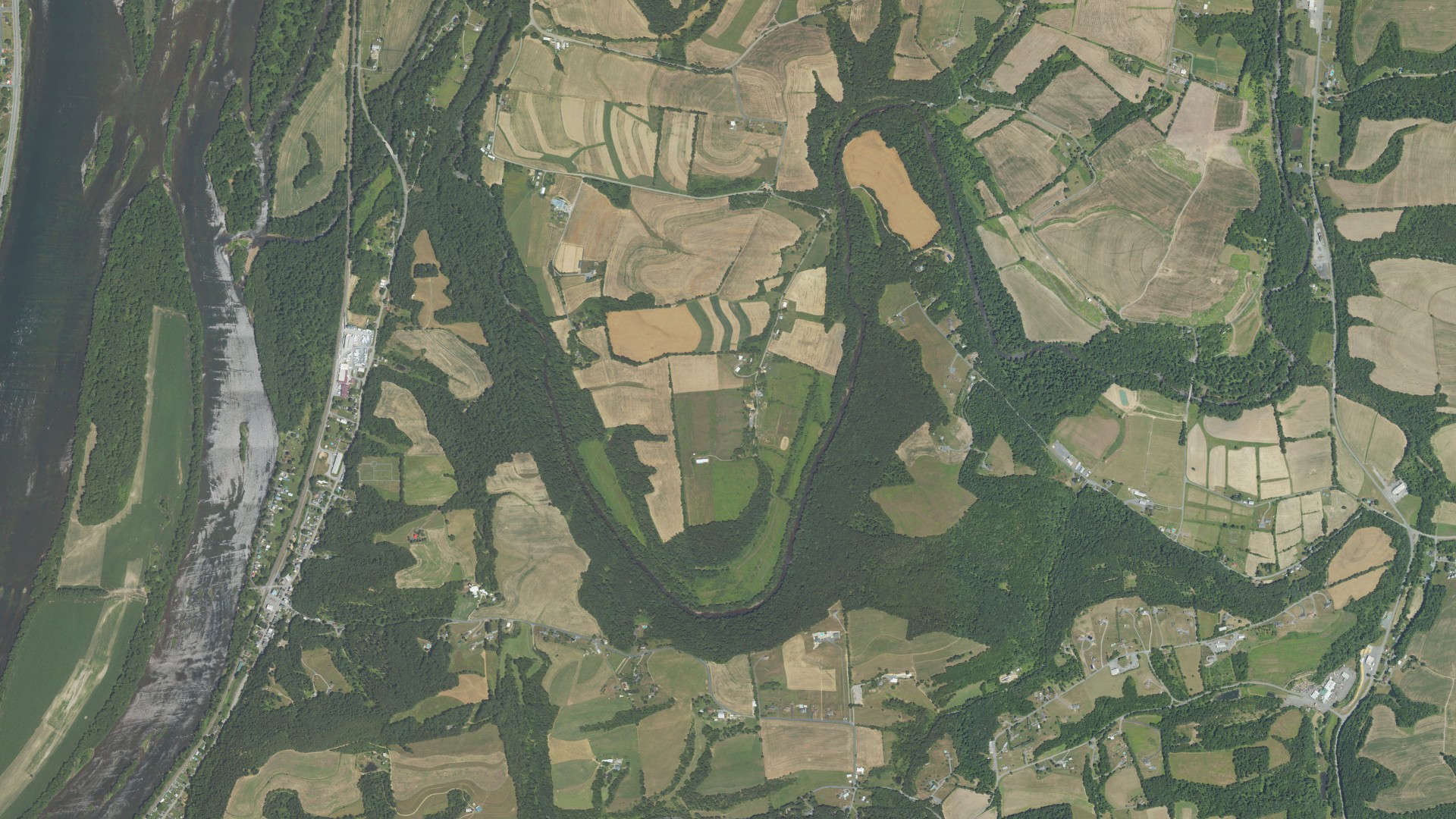 Aerial view of land around Jackson, Pennsylvania