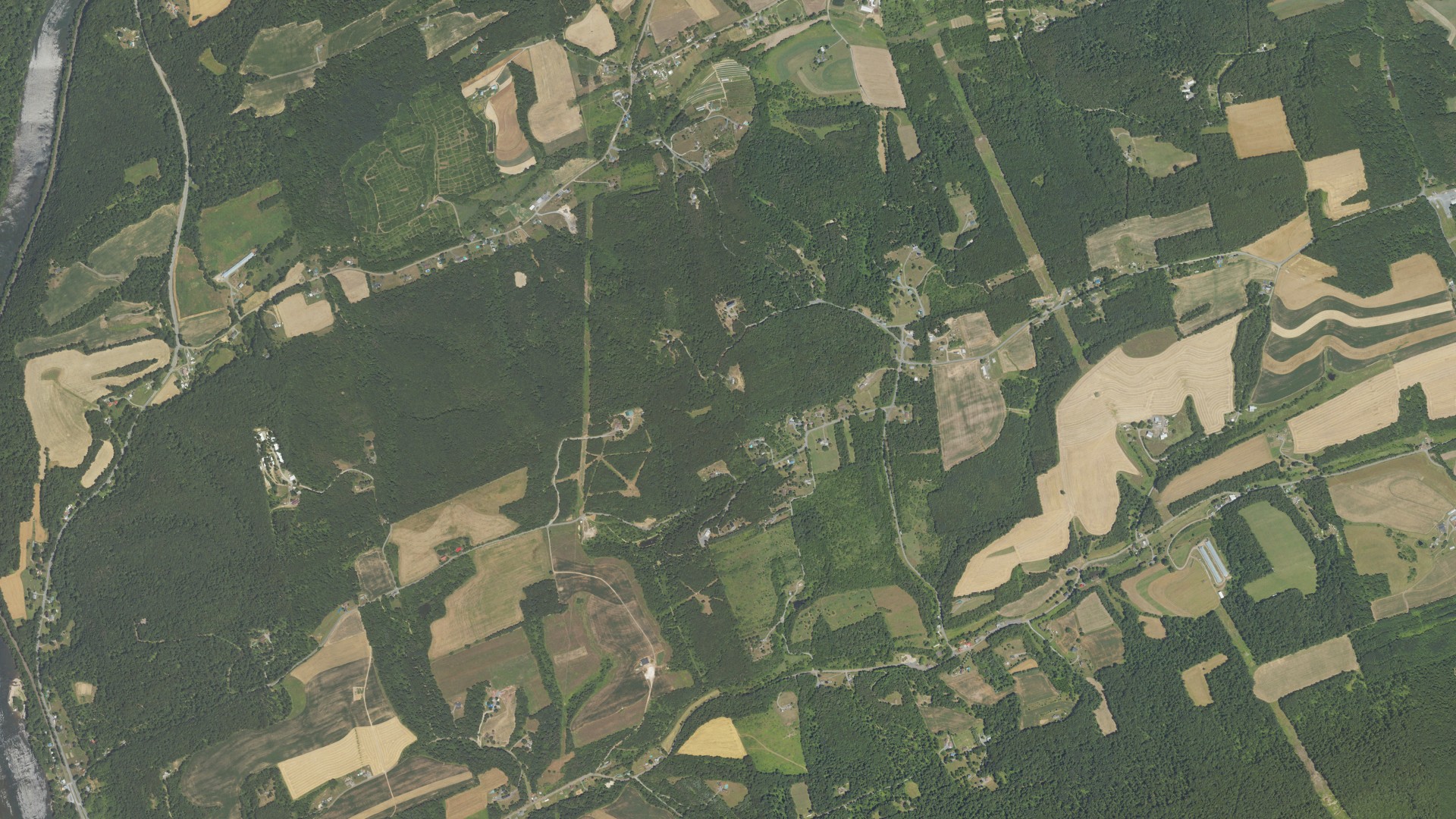 Aerial view of land around Lower Augusta, Pennsylvania