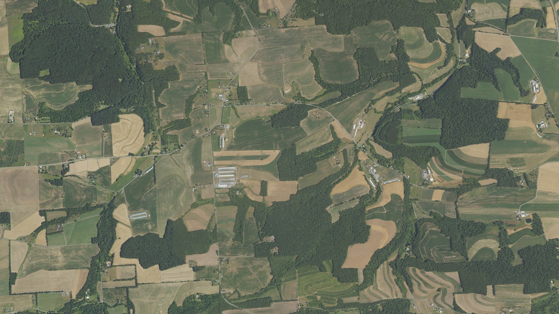 Aerial view of land around Rush, Pennsylvania