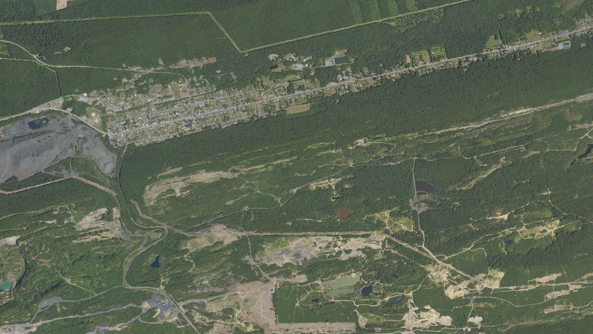 Aerial view of land around Zerbe, Pennsylvania