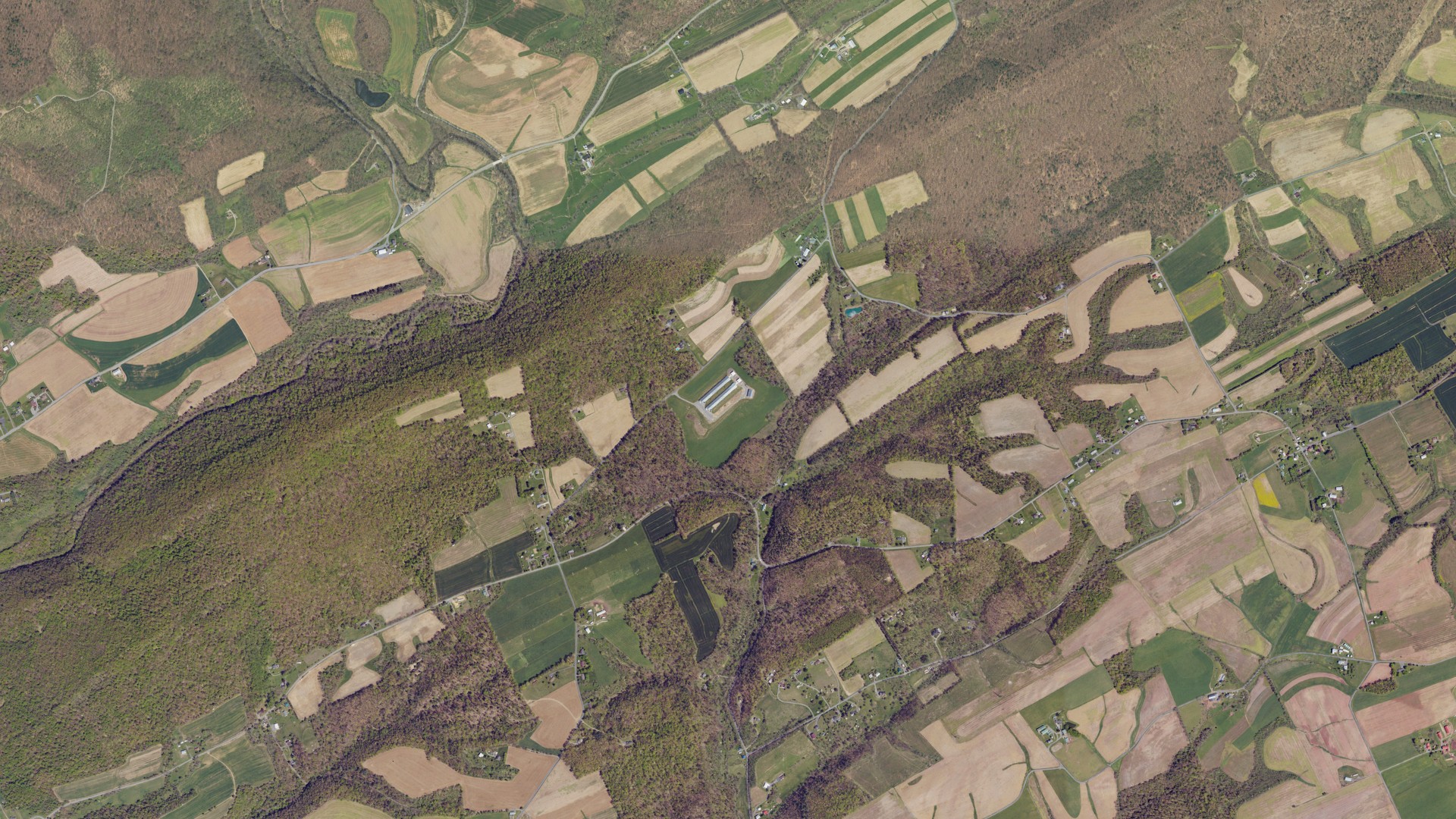 Aerial view of land around Greenwood, Pennsylvania