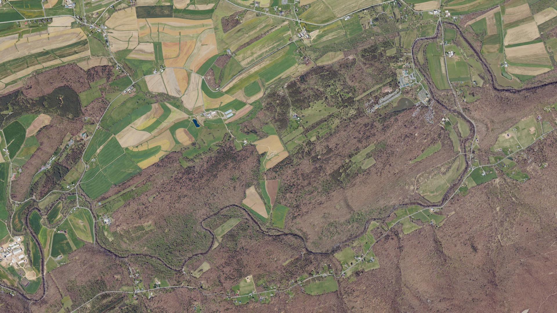 Aerial view of land around Southwest Madison, Pennsylvania