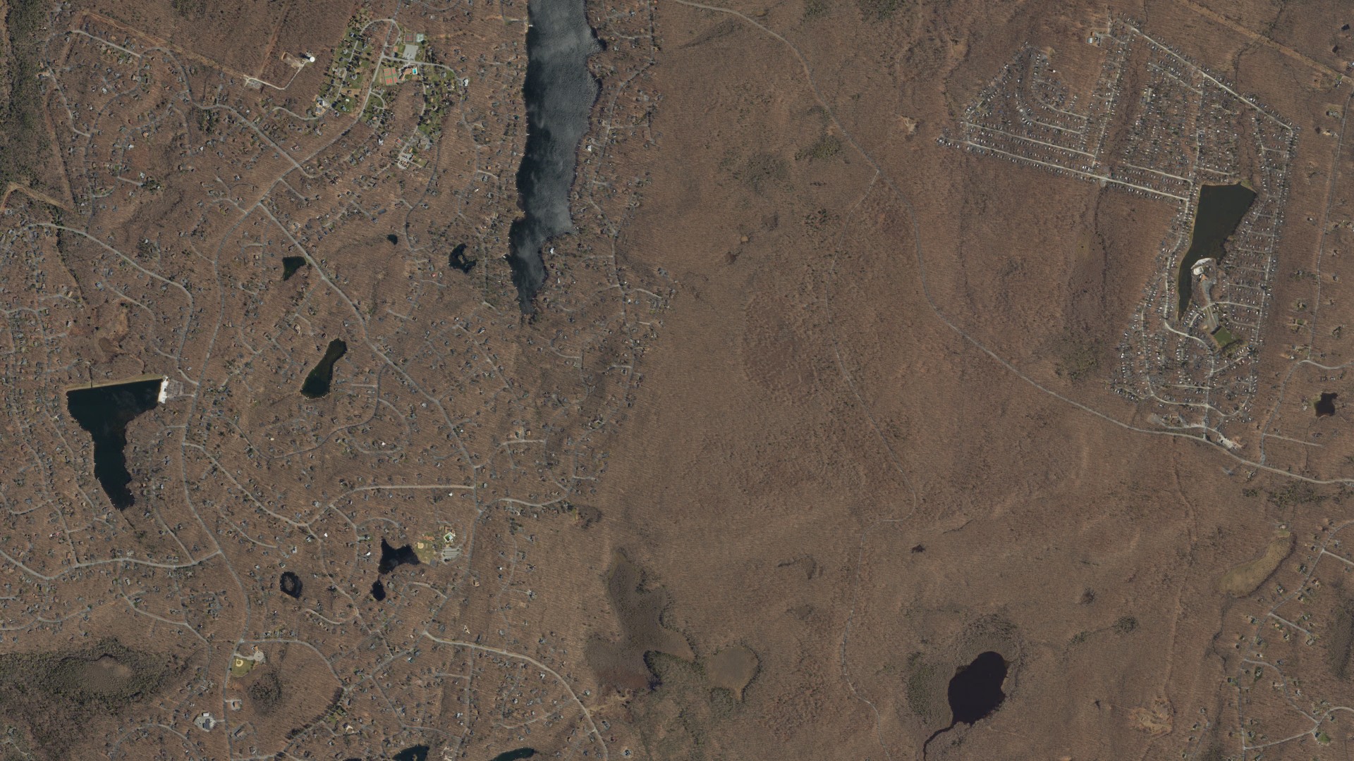 Natural-color aerial photograph of land around Pike County, Pennsylvania