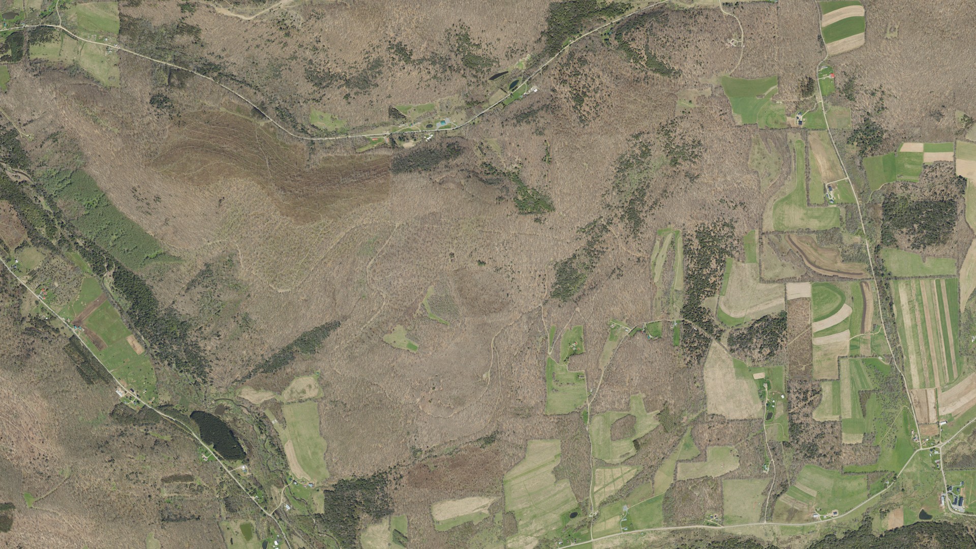 Aerial view of land around Bingham, Pennsylvania