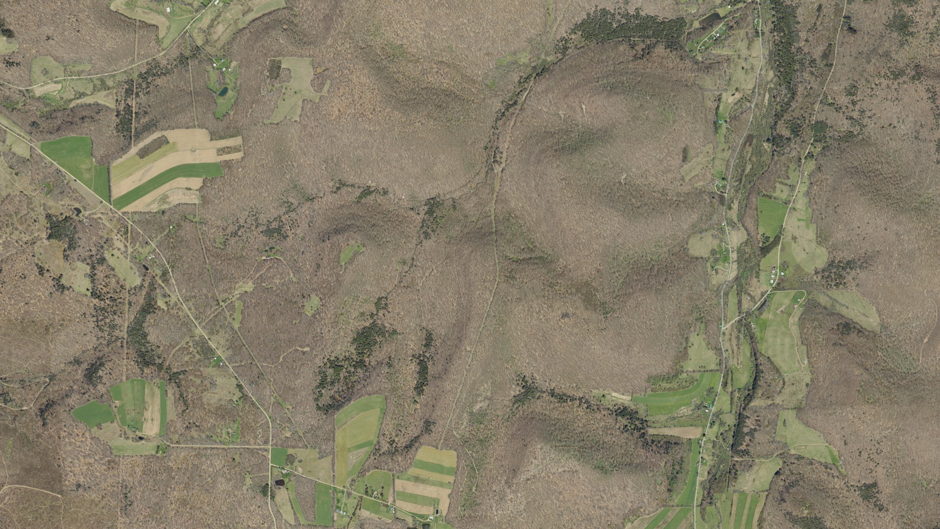 Aerial view of land around Genesee, Pennsylvania