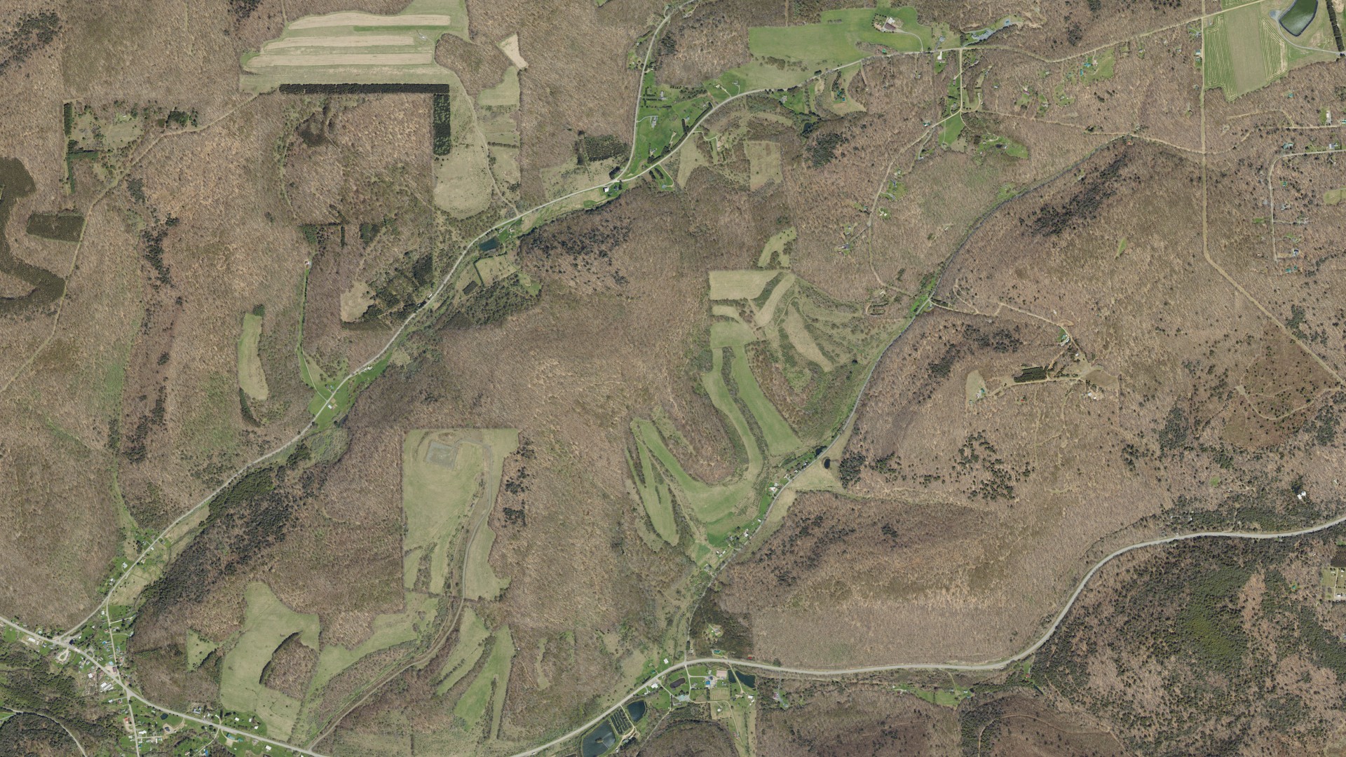 Natural-color aerial photograph of land around Sweden, Pennsylvania