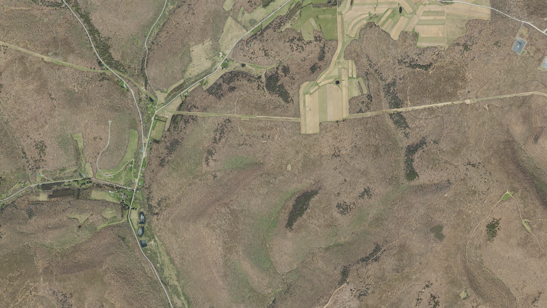 Aerial view of land around Ulysses, Pennsylvania