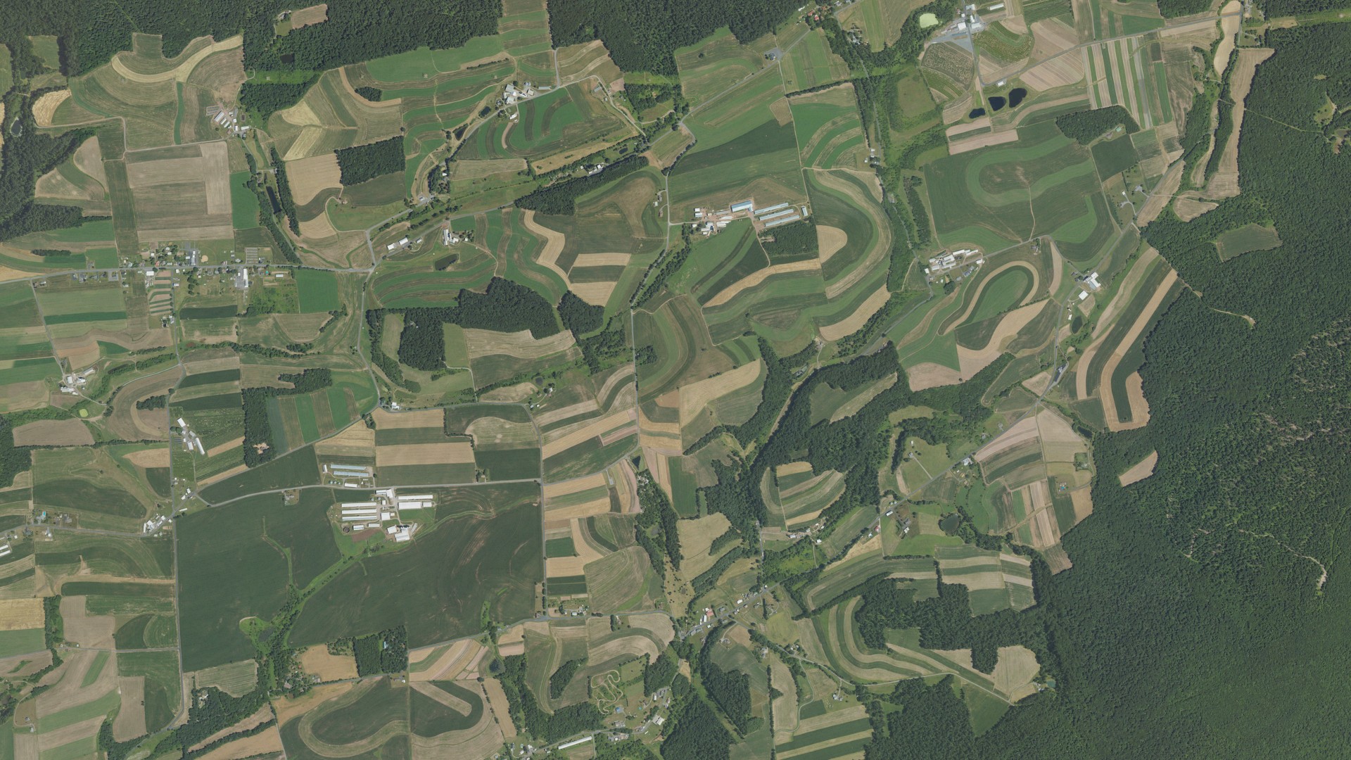 Aerial view of land around Eldred, Pennsylvania