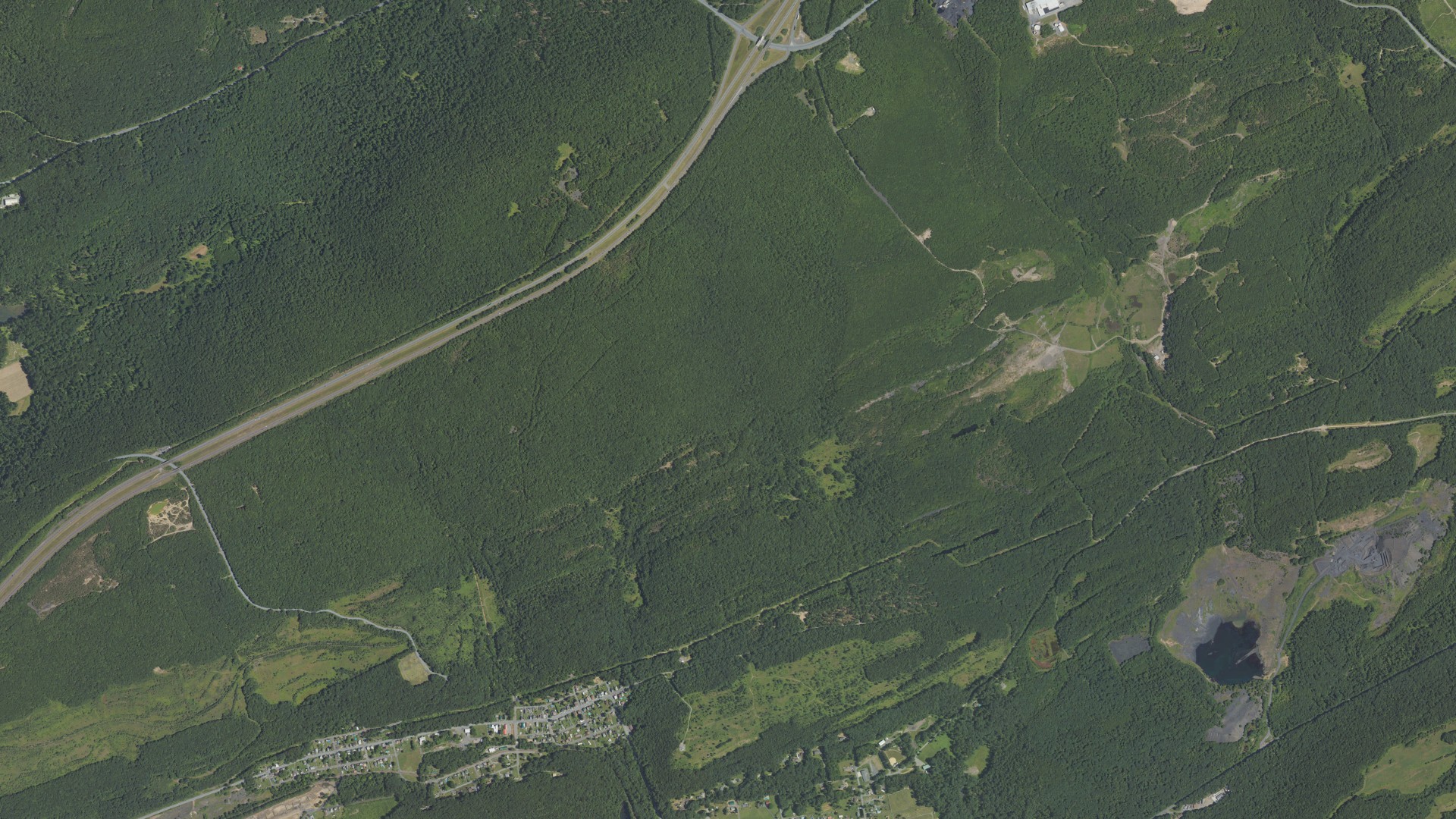 Aerial view of land around Frailey, Pennsylvania