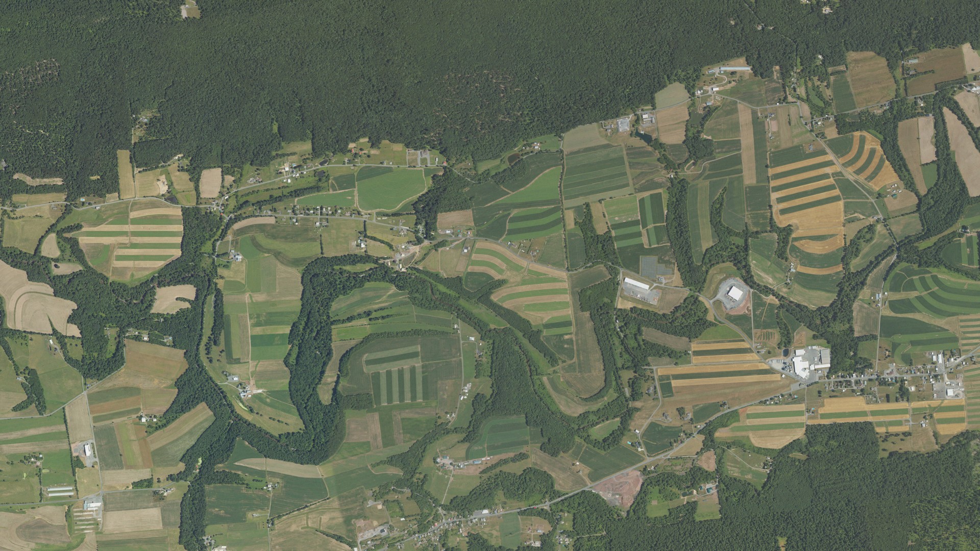 Aerial view of land around Hubley, Pennsylvania