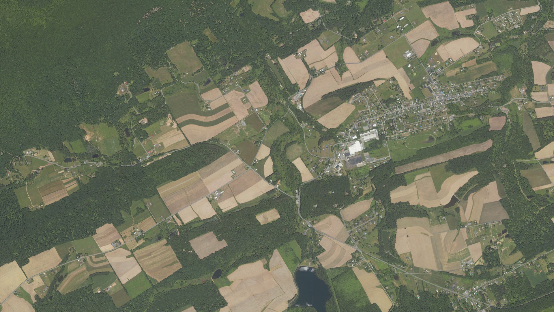 Aerial view of land around Union, Pennsylvania