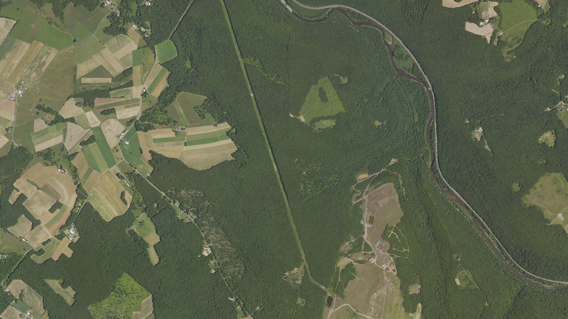 Natural-color aerial photograph of land around Black, Pennsylvania