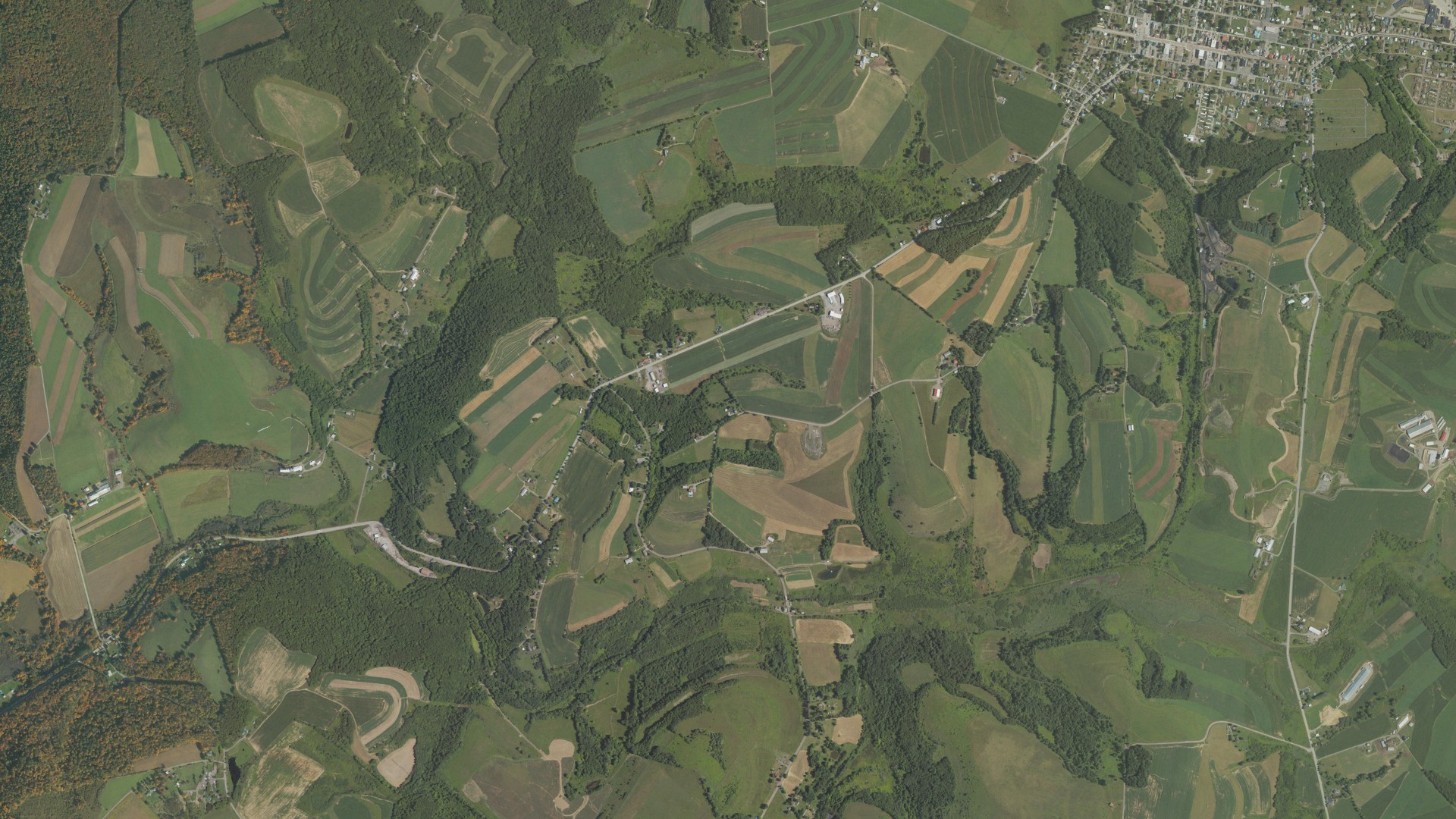 Natural-color aerial photograph of land around Brothersvalley, Pennsylvania