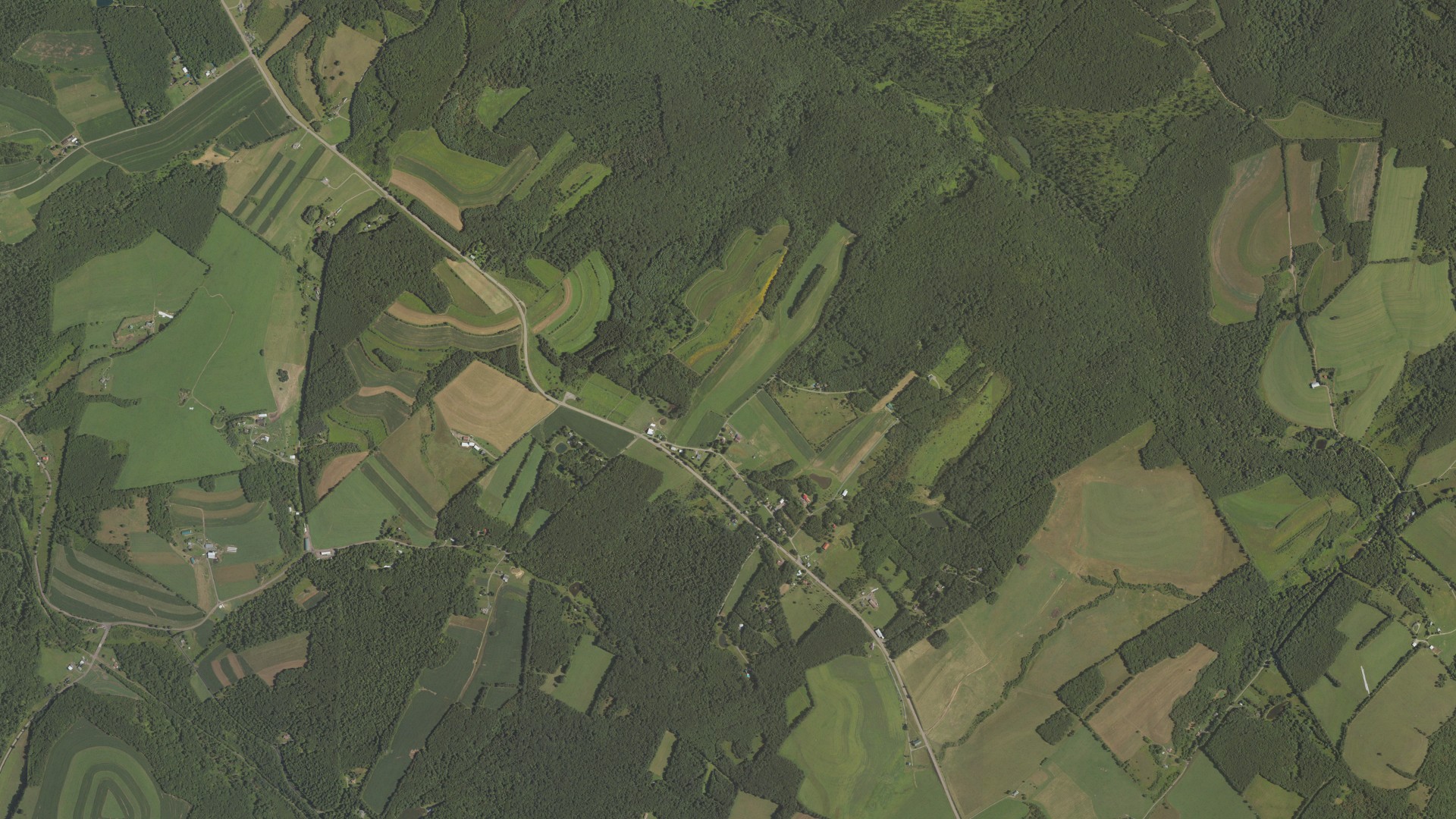 Natural-color aerial photograph of land around Larimer, Pennsylvania