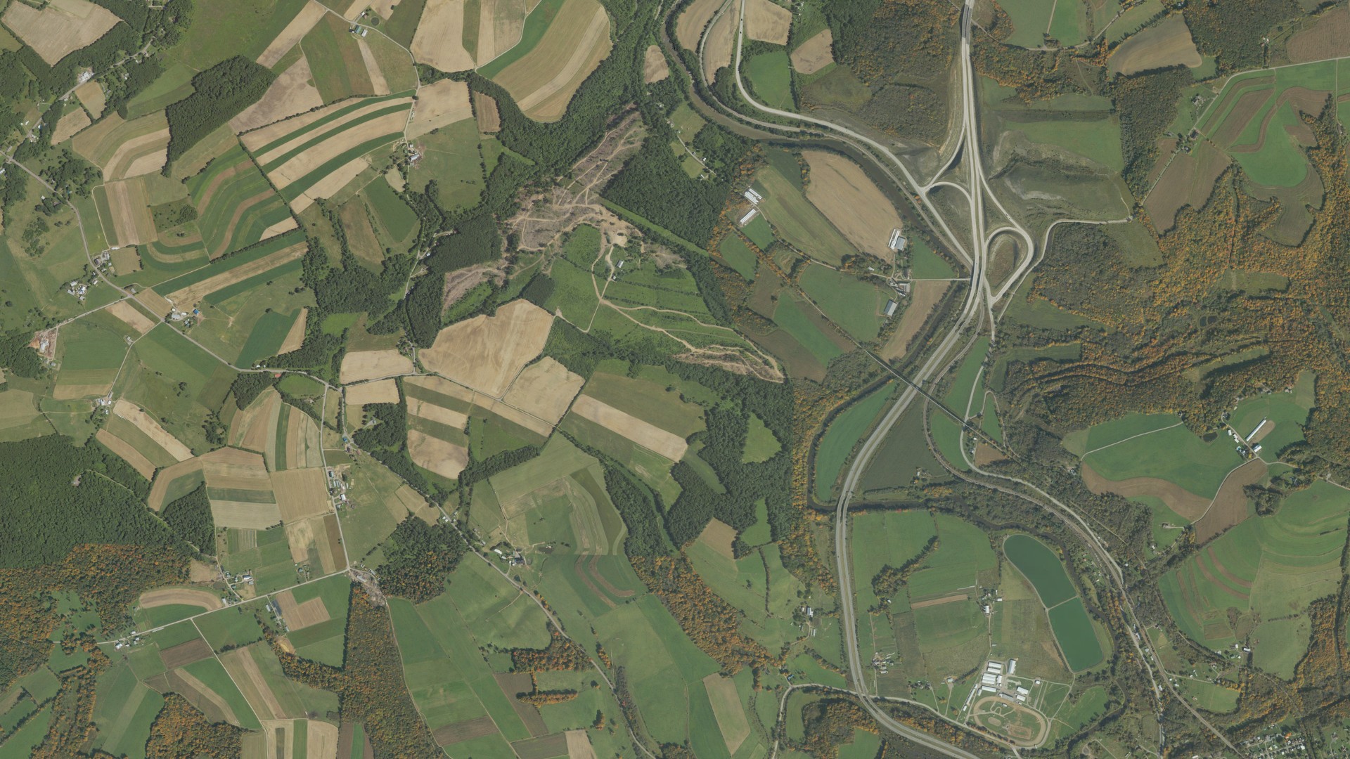Aerial view of land around Summit, Pennsylvania