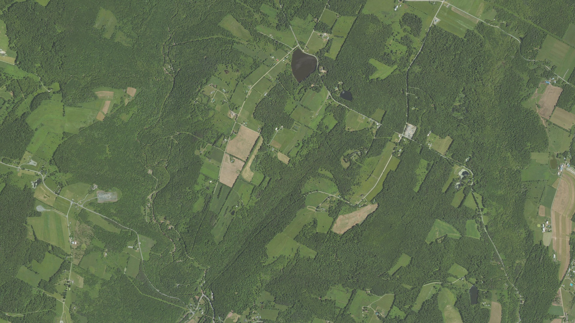 Natural-color aerial photograph of land around Elkland, Pennsylvania
