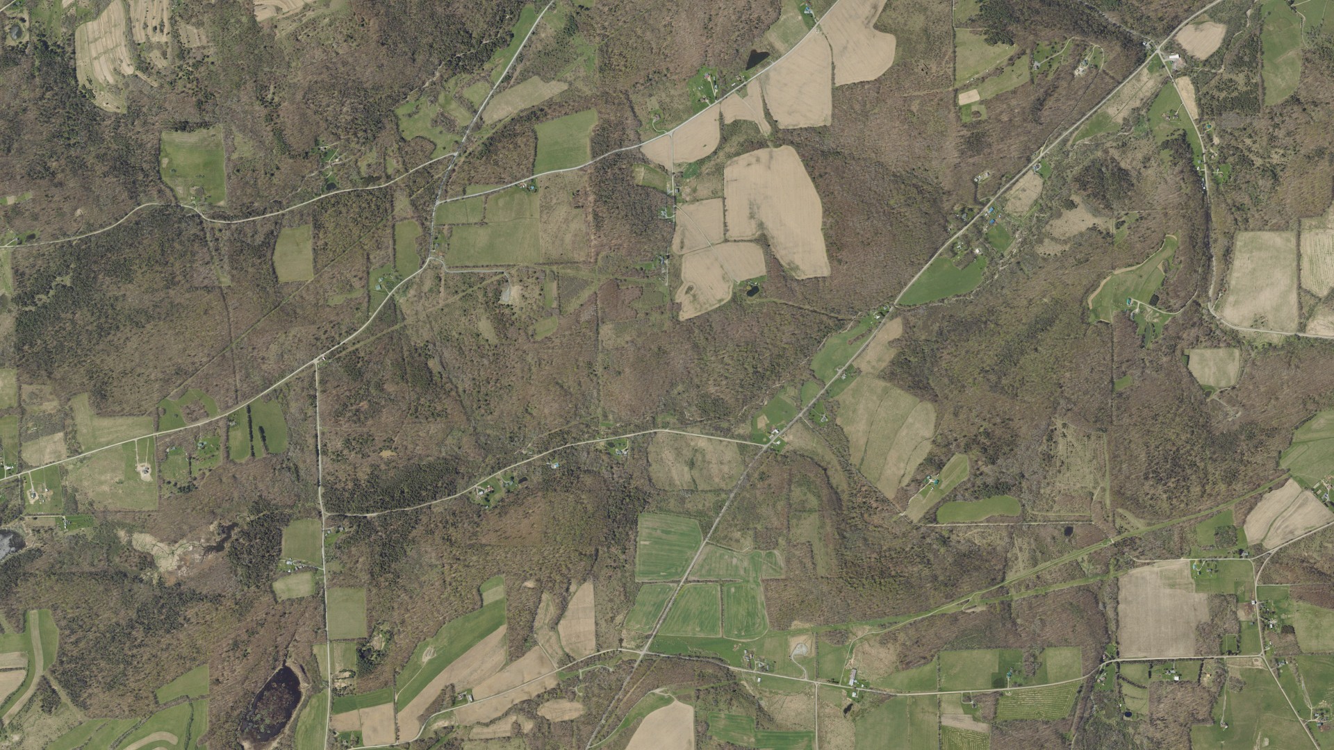 Aerial view of land around Farmington, Pennsylvania