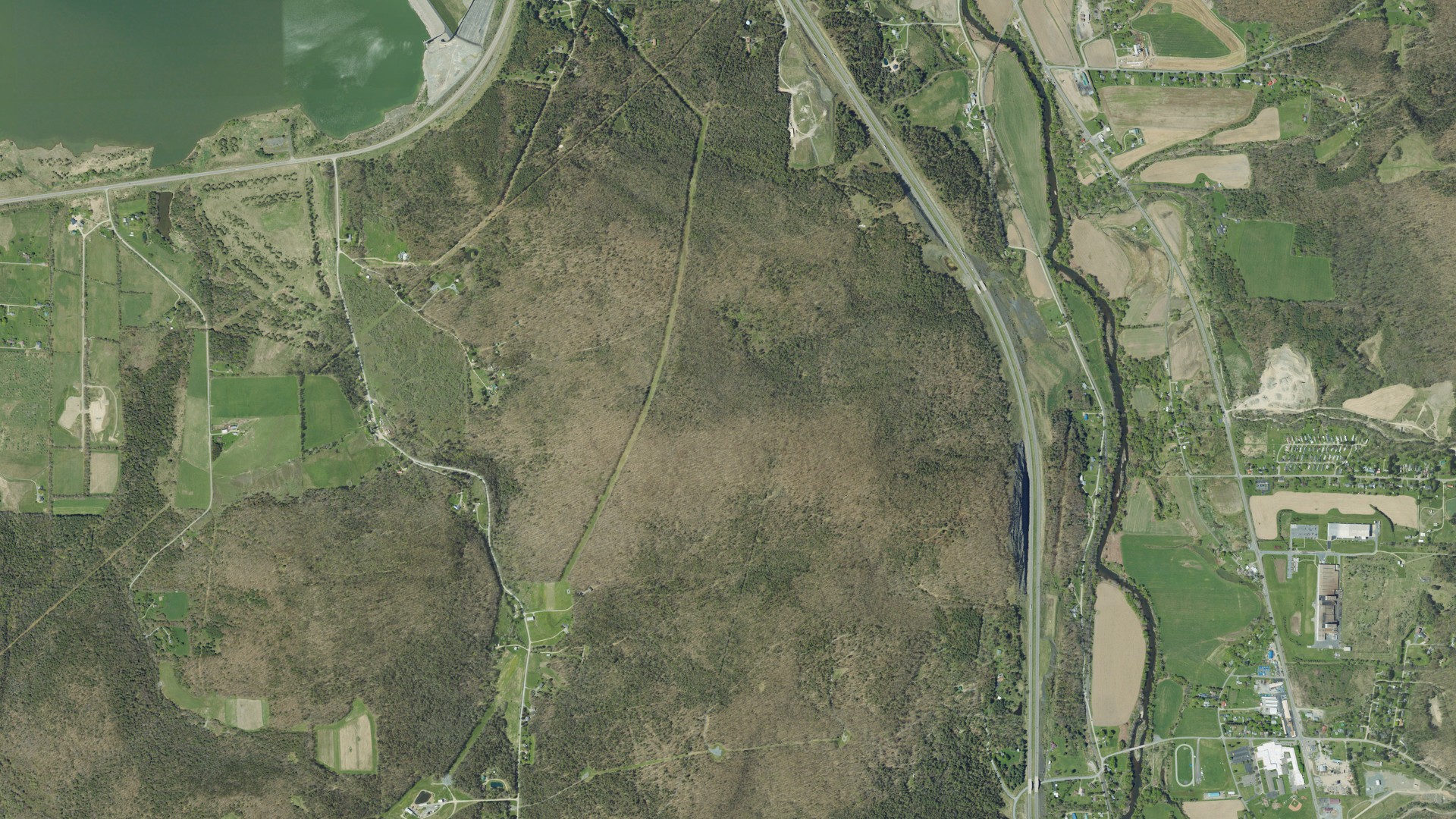 Aerial view of land around Lawrence, Pennsylvania