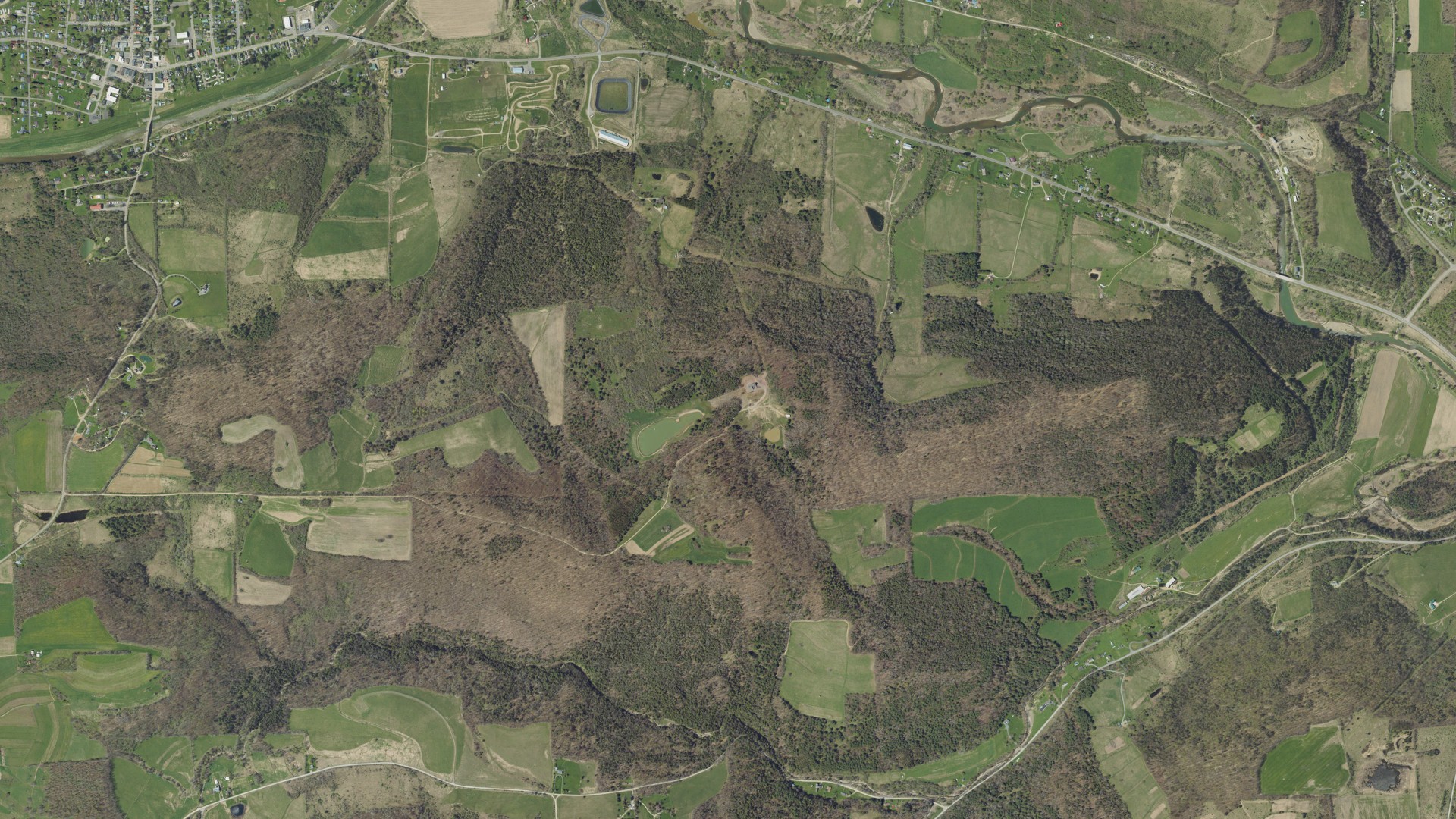 Aerial view of land around Nelson, Pennsylvania
