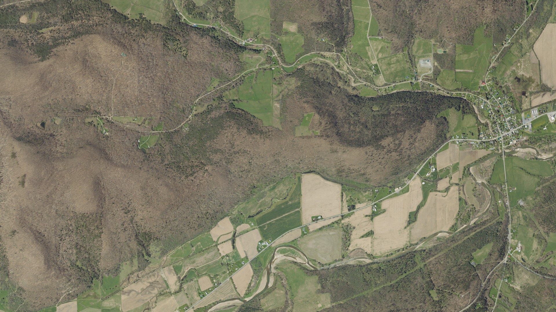 Aerial view of land around Osceola, Pennsylvania