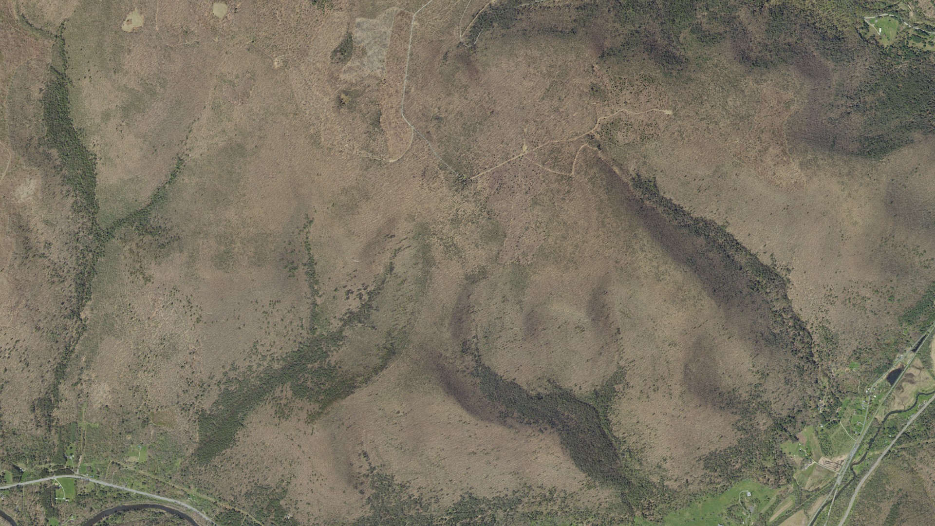 Aerial view of land around Shippen, Pennsylvania