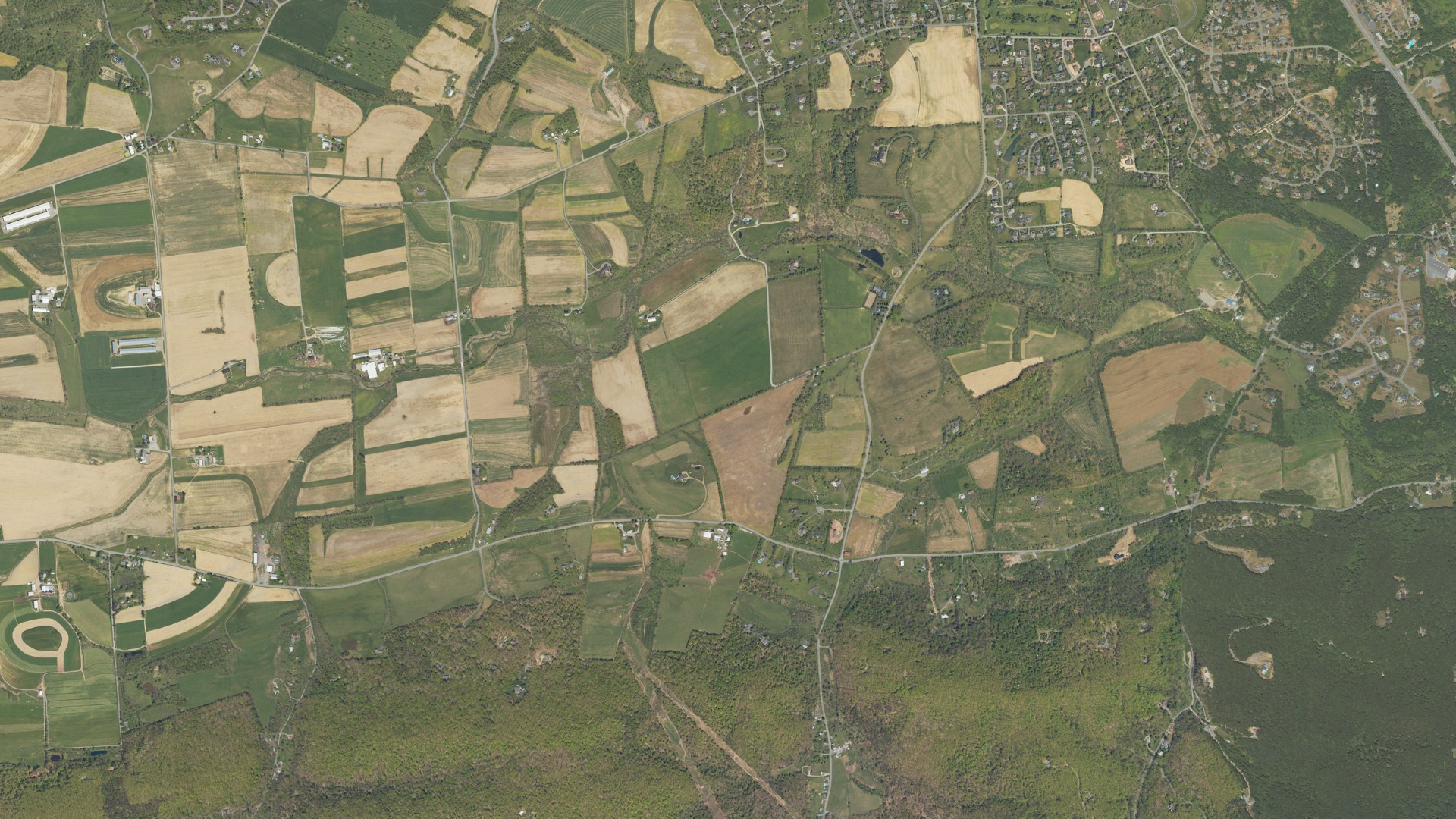 Natural-color aerial photograph of land around East Buffalo, Pennsylvania
