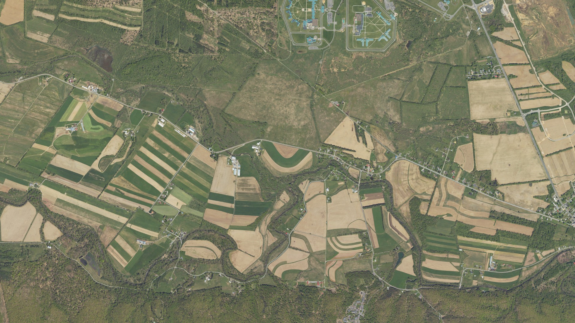 Aerial view of land around Gregg, Pennsylvania