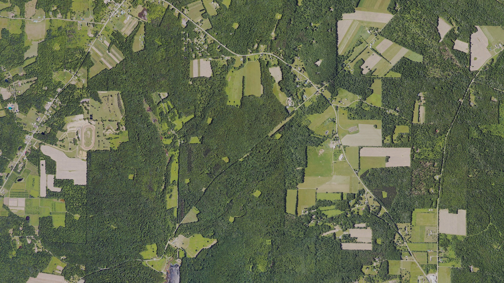 Aerial view of land around Oakland, Pennsylvania