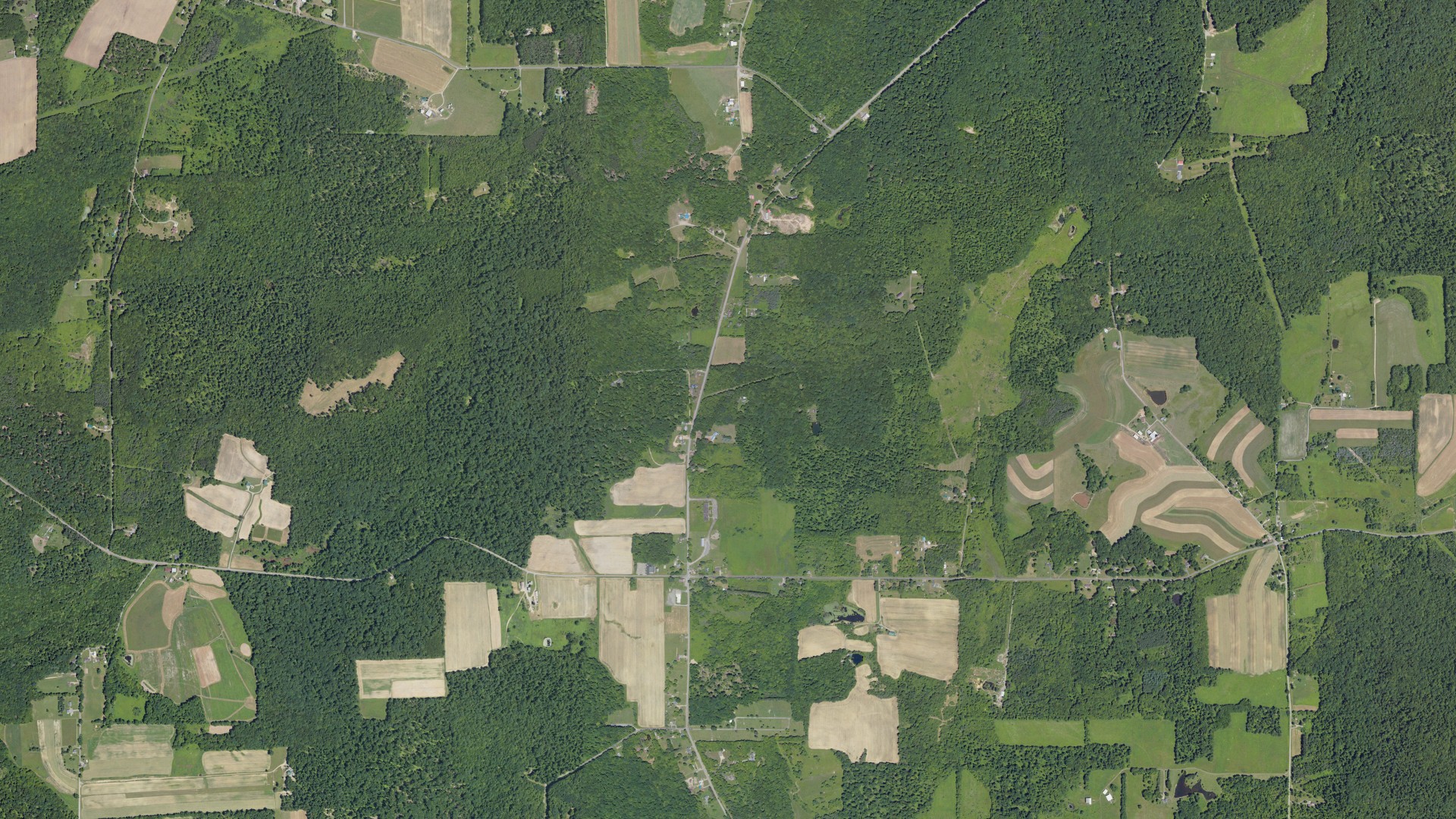 Aerial view of land around Rockland, Pennsylvania